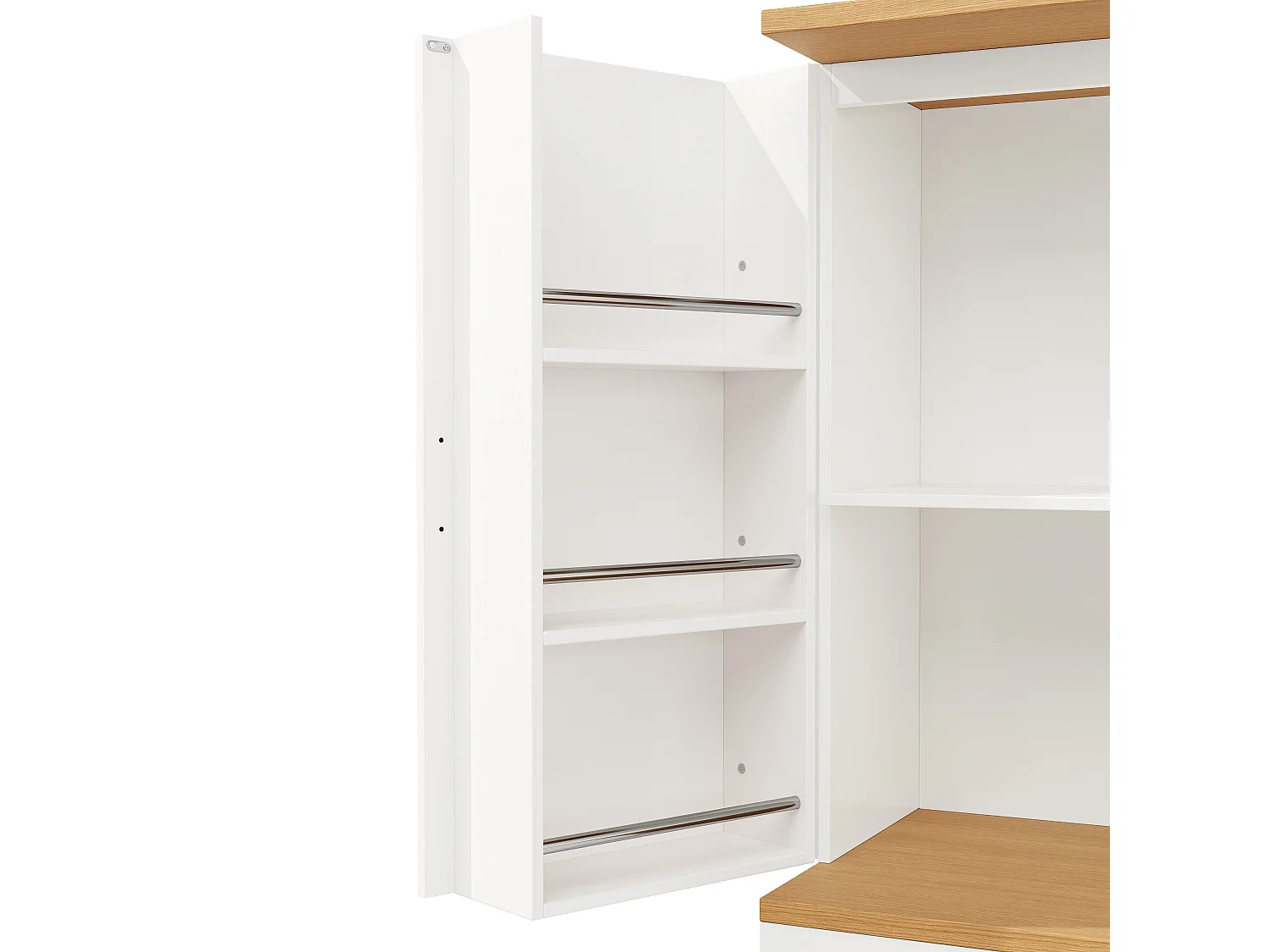 Aparador de cocina con 4 puertas y un cajón - Blanco y natural