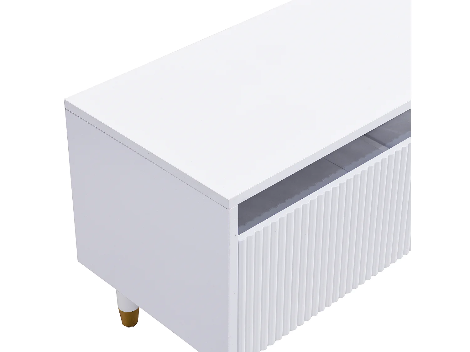 Meuble TV avec 4 tiroir , MDF et acrylique, blanc