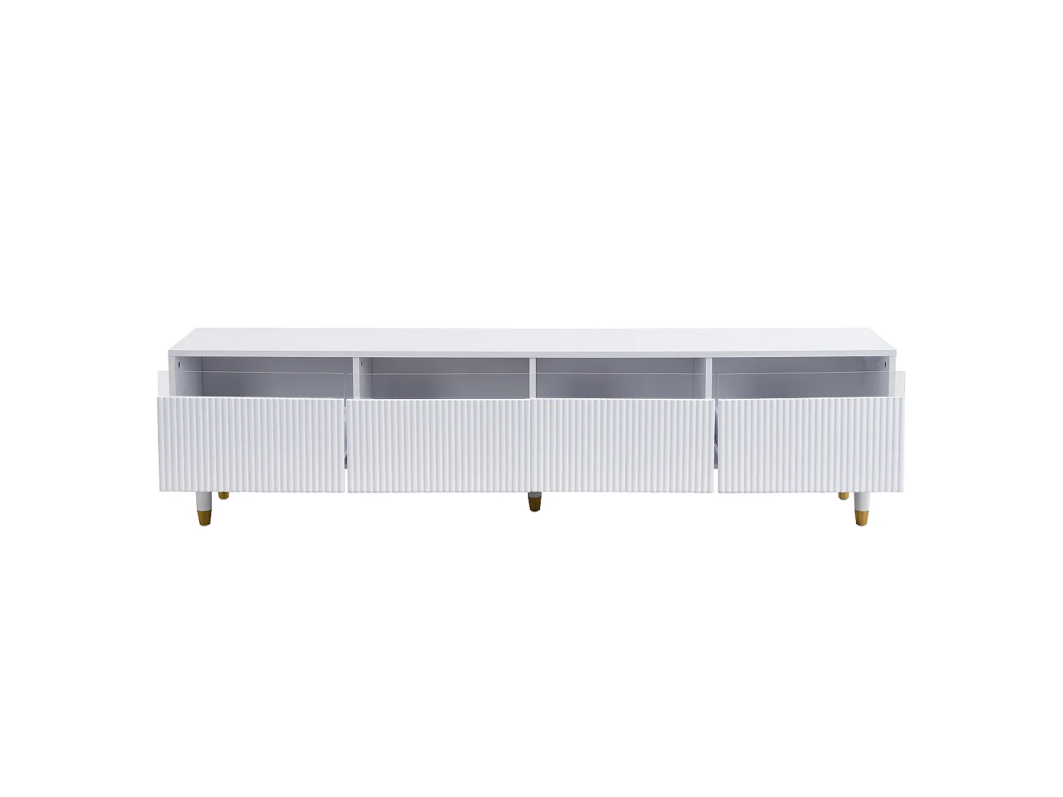Meuble TV avec 4 tiroir , MDF et acrylique, blanc