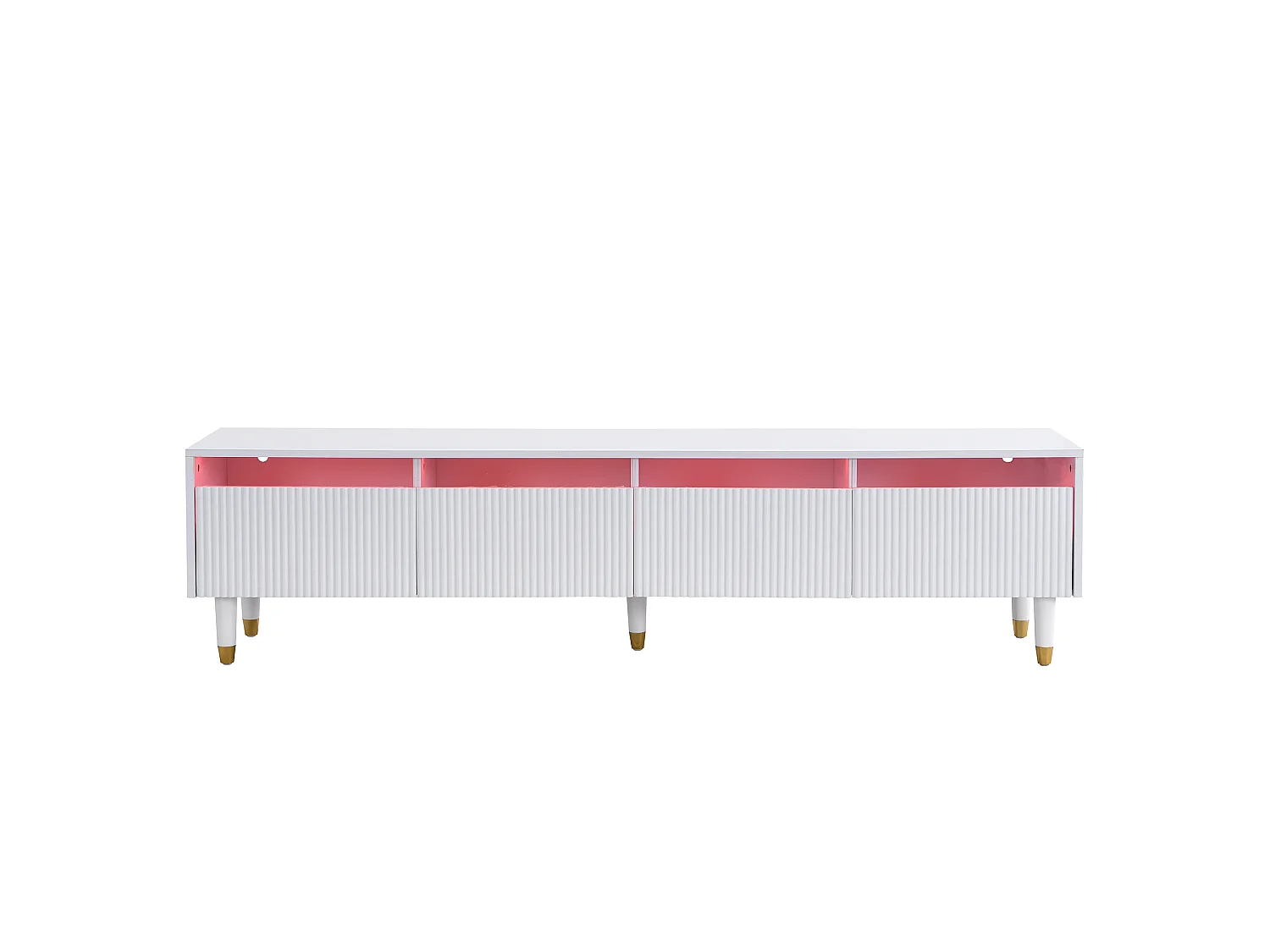 Meuble TV avec 4 tiroir , MDF et acrylique, blanc