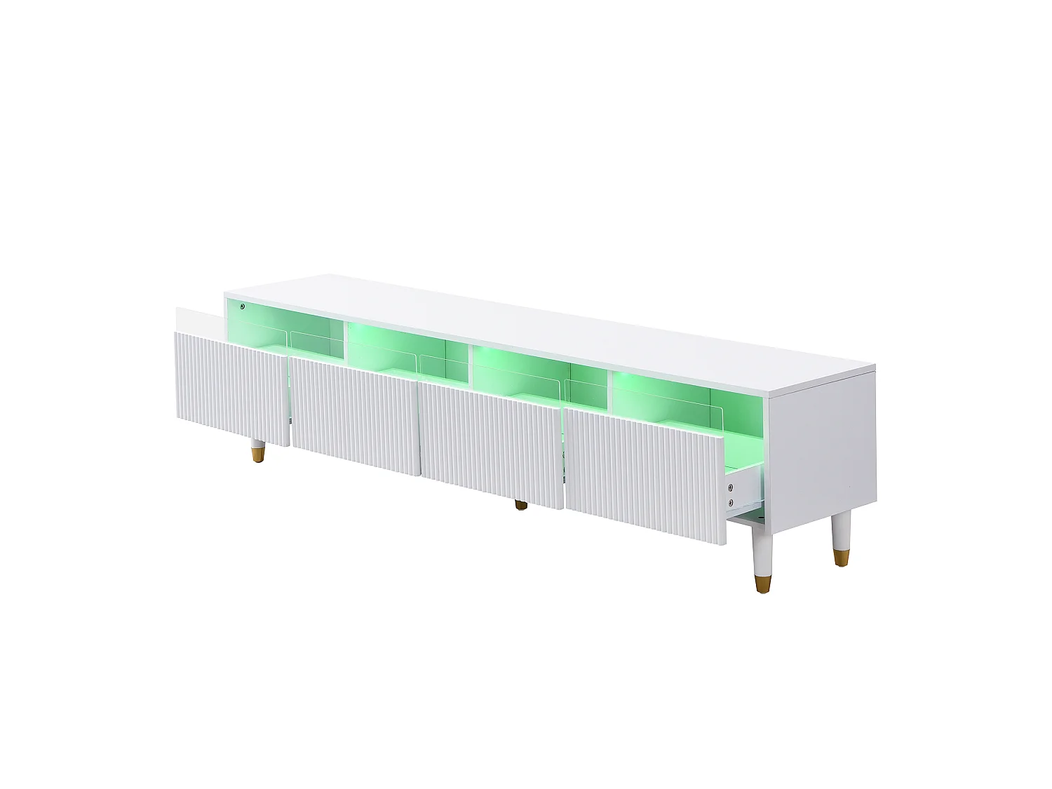 Meuble TV avec 4 tiroir , MDF et acrylique, blanc