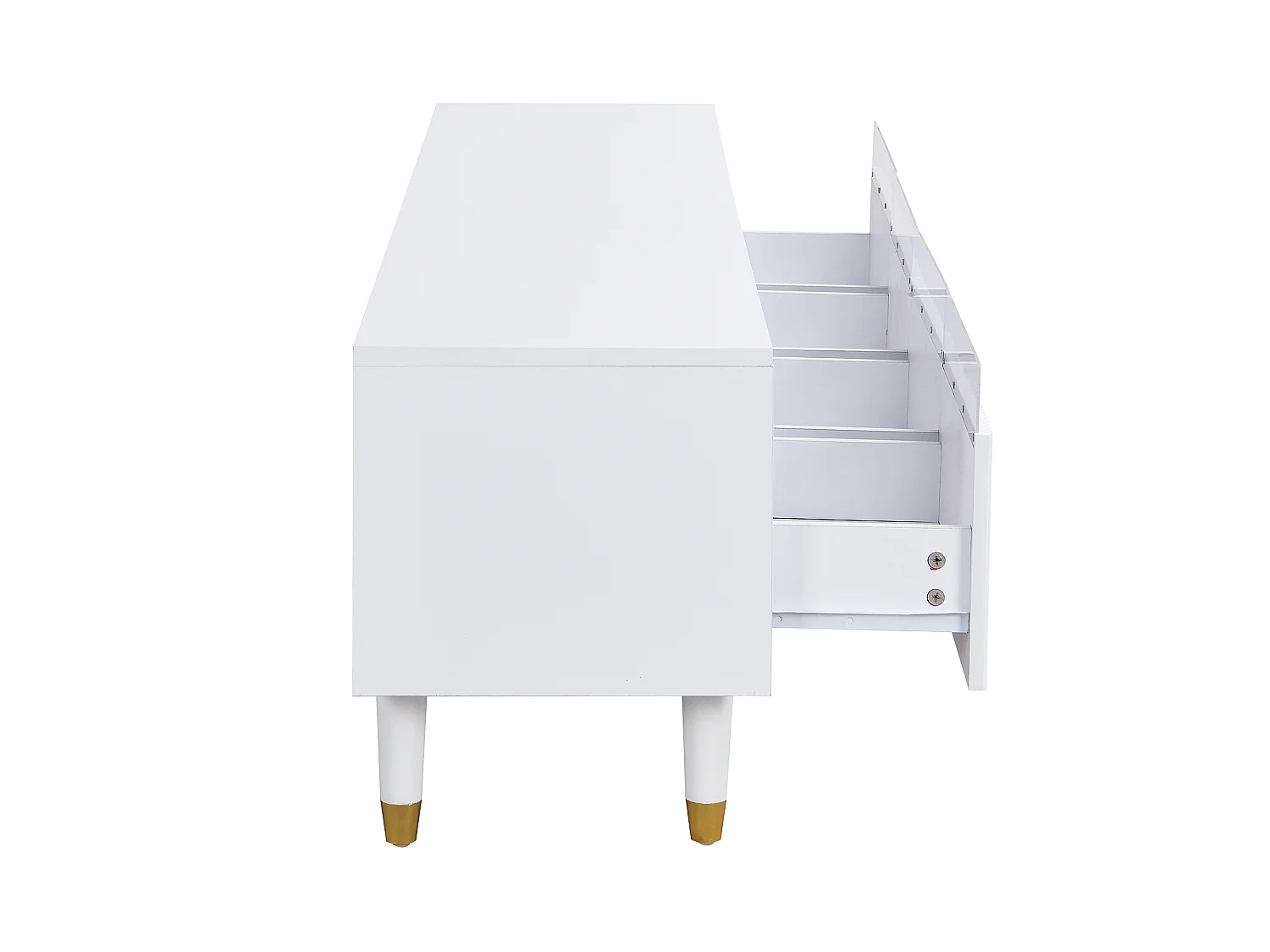 Meuble TV avec 4 tiroir , MDF et acrylique, blanc