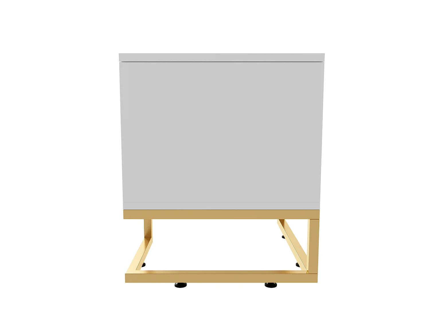 Mueble de TV de 4 puertas, patas doradas - Puerta texturizada - Blanco