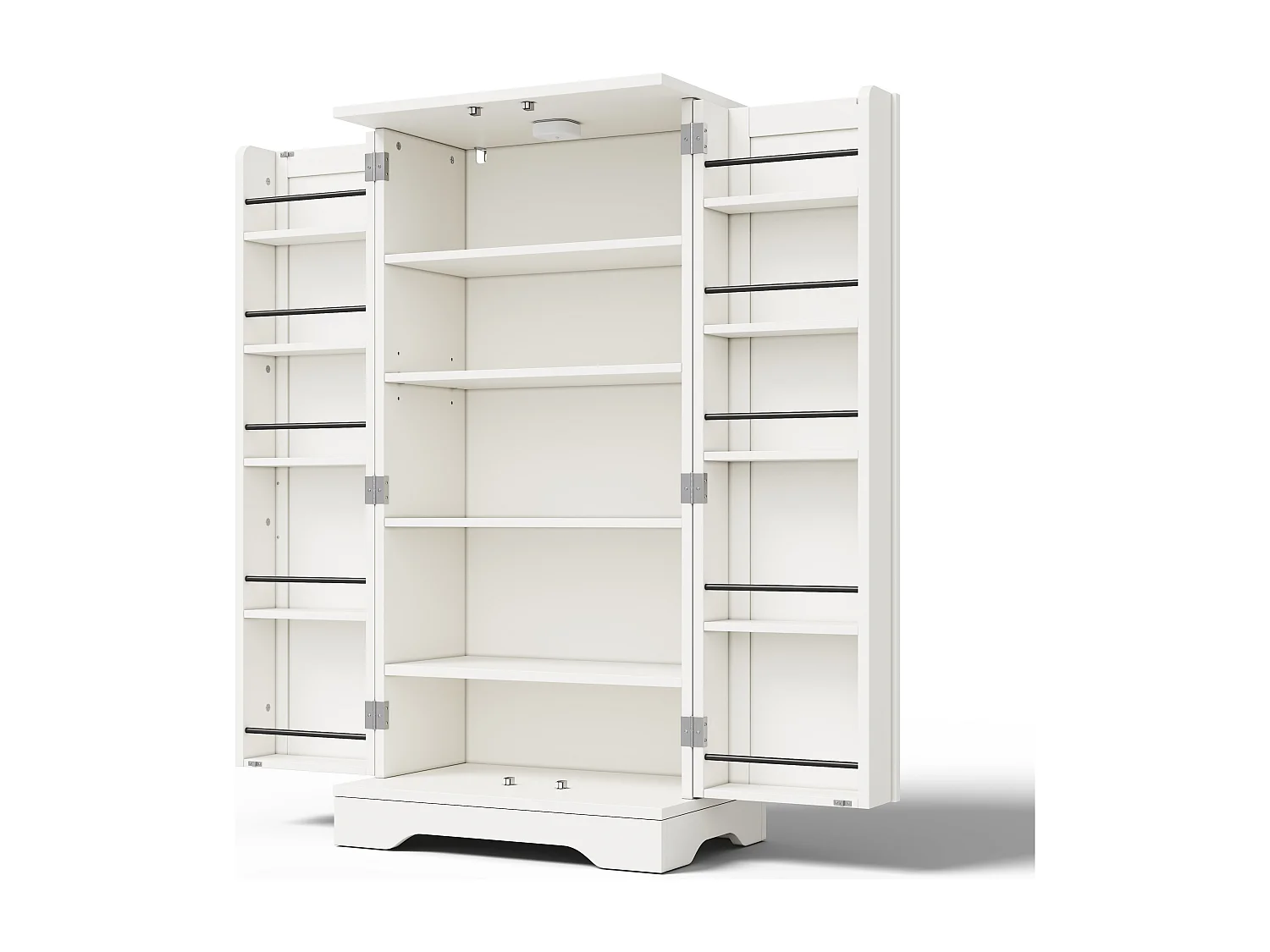 Aparador de cocina con 2 puertas y sensor LED - estantes ajustables - Blanco