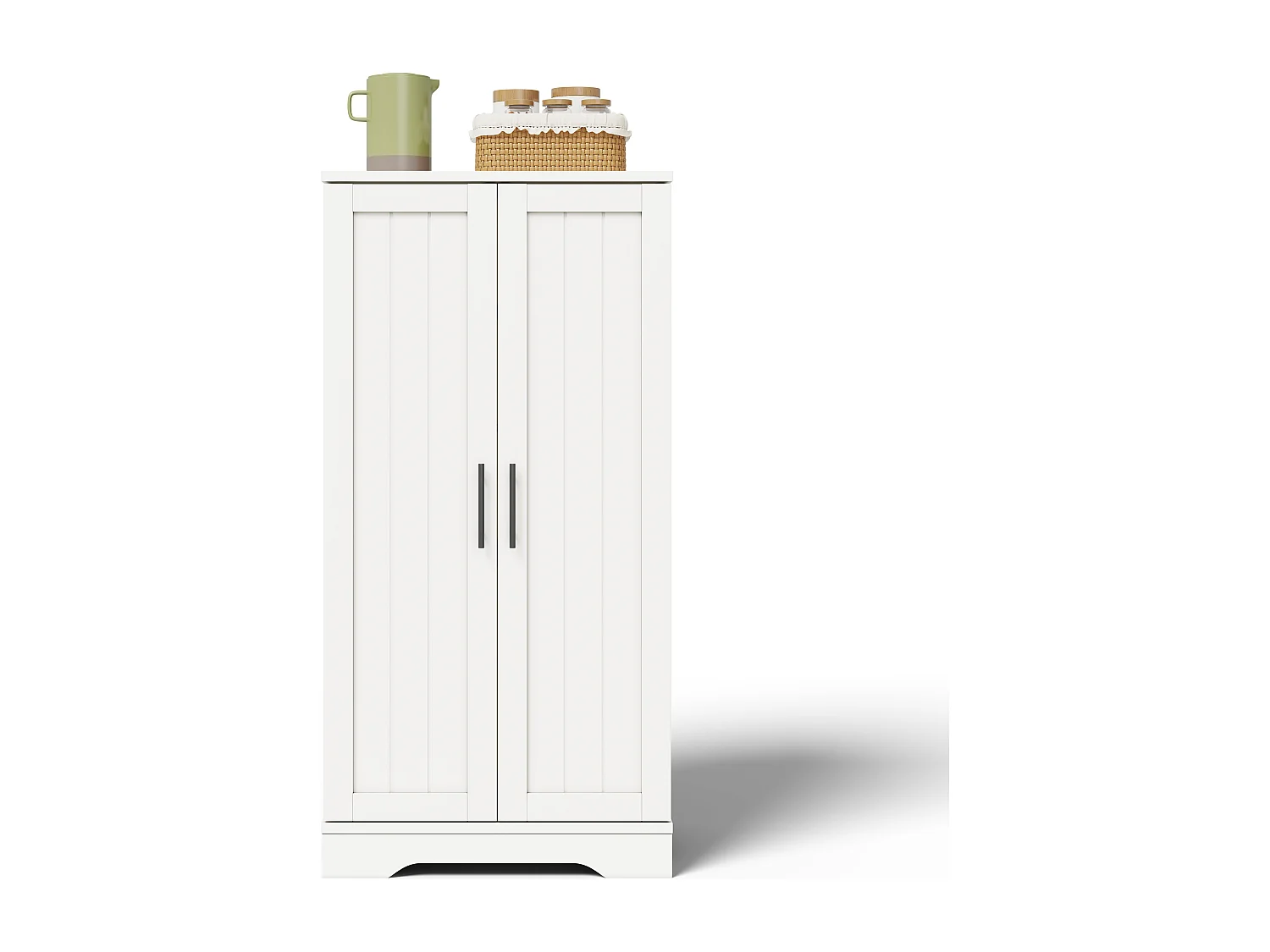 Aparador de cocina con 2 puertas y sensor LED - estantes ajustables - Blanco