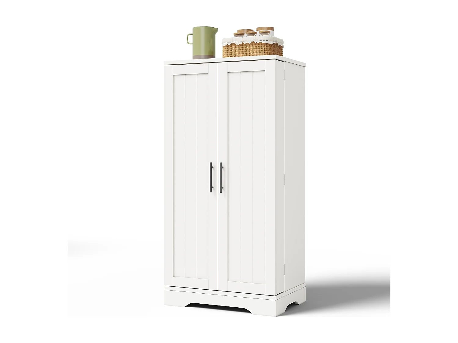 Aparador de cocina con 2 puertas y sensor LED - estantes ajustables - Blanco