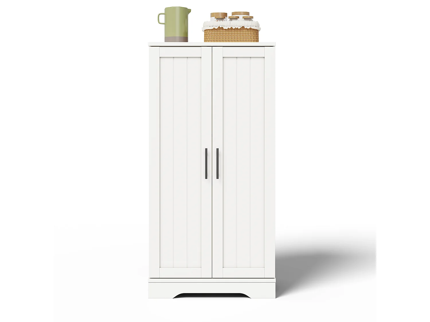 Buffet de cuisine avec 2 portes et détection par LED - étagères réglables - Blanc