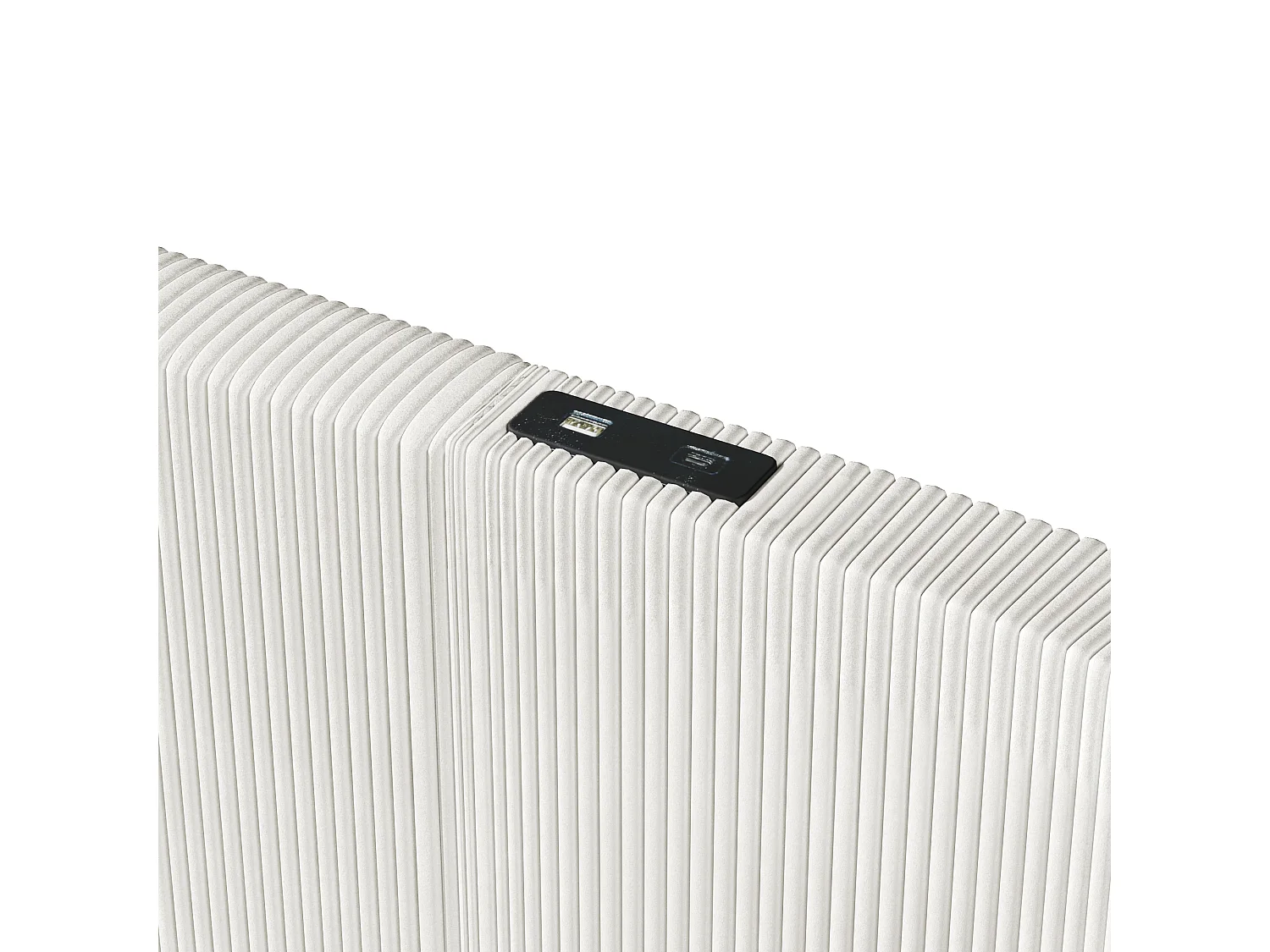 Lit coffre double 180x200cm avec LED, 2 tiroirs, USB + Type-C - Tissu velours - Beige