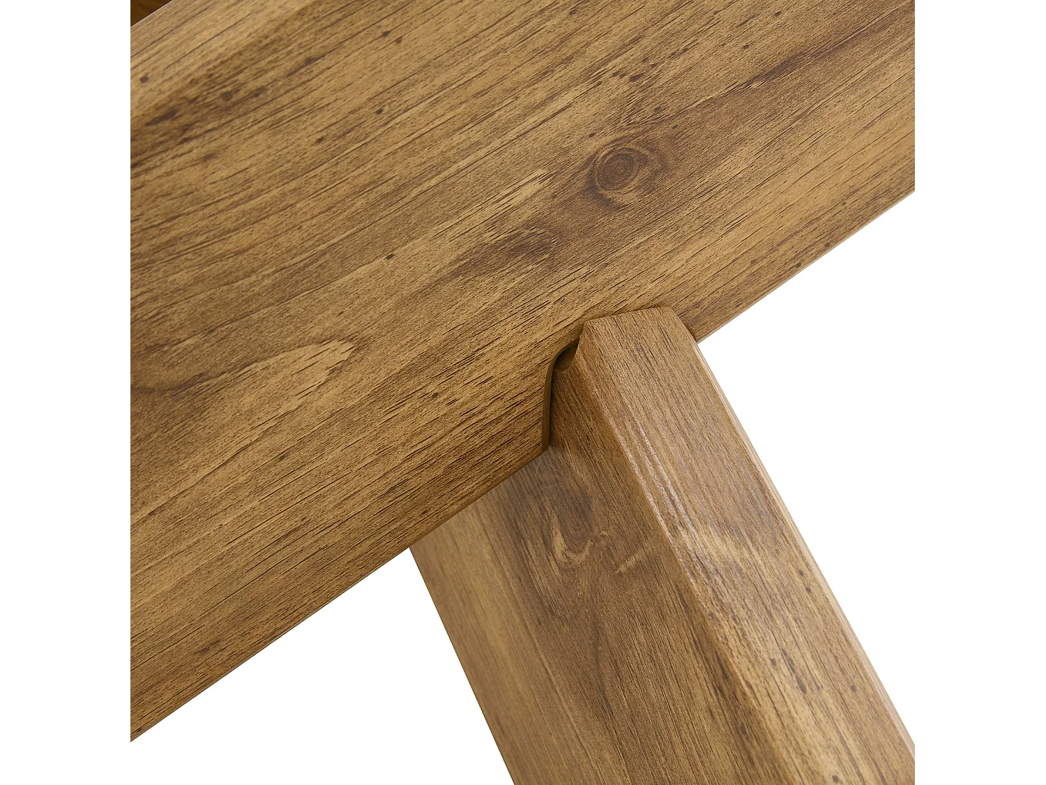 Table basse ronde avec pieds en forme de croix - Plateau en verre - Bois naturel