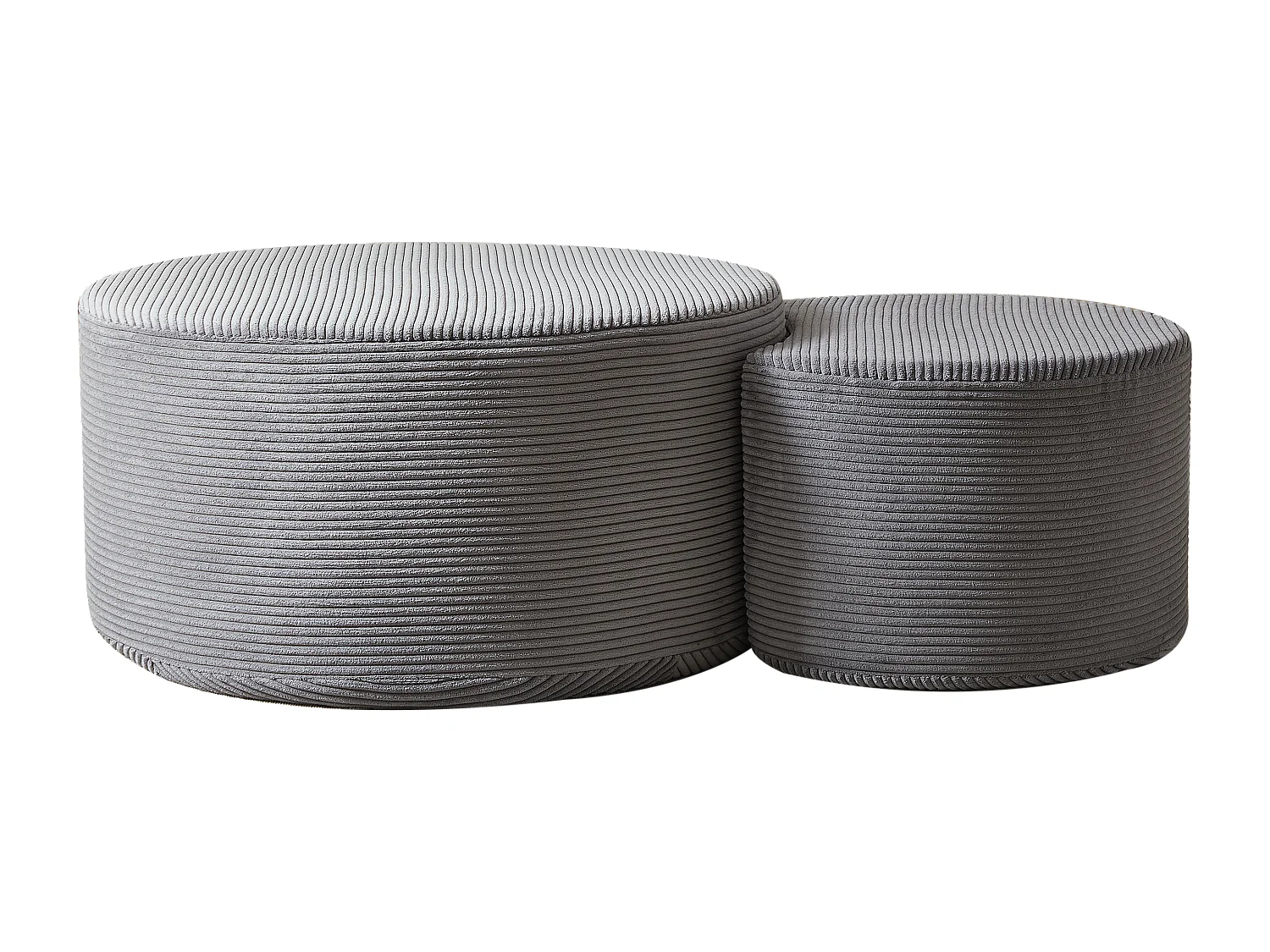 Lot de 2 table basse , coussins ronds, tissu gris