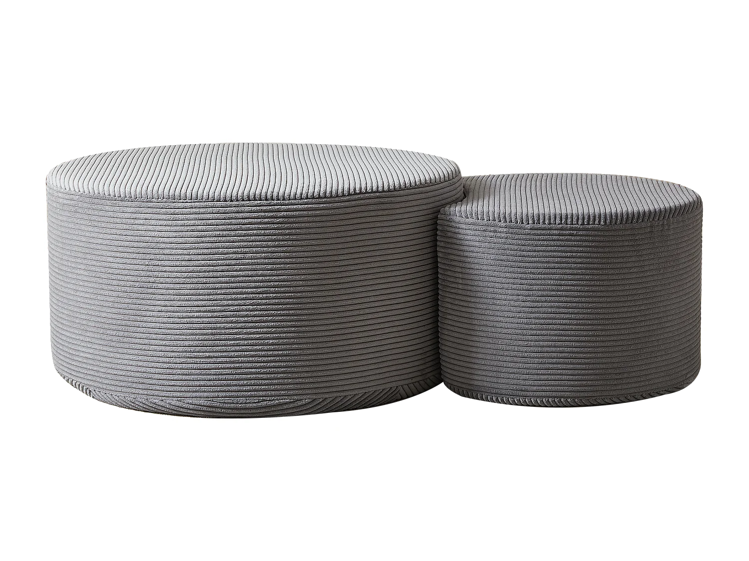 Lot de 2 table basse , coussins ronds, tissu gris