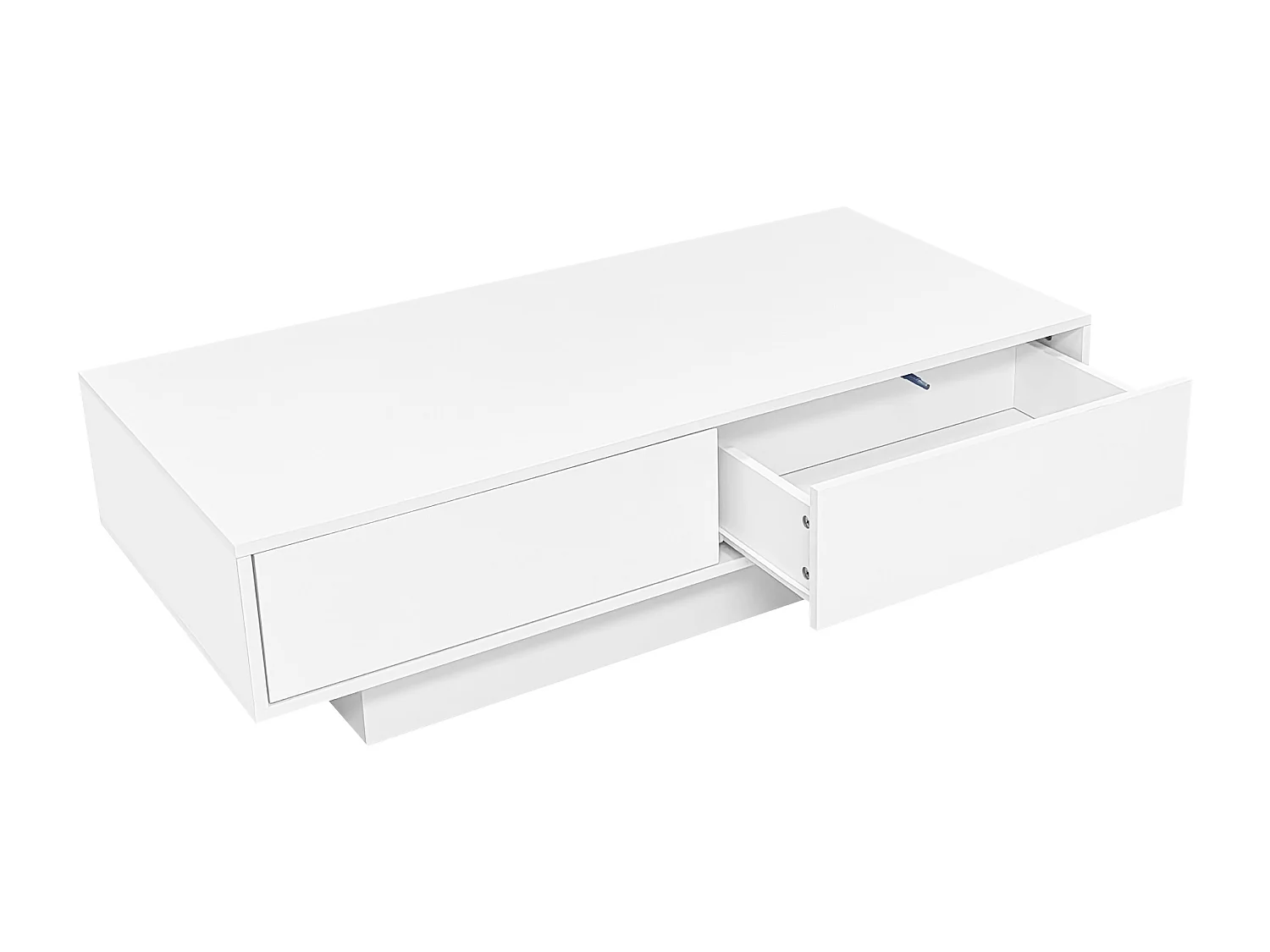 Table basse blanche avec 2 tiroirs et éclairage LED ,finition brillante