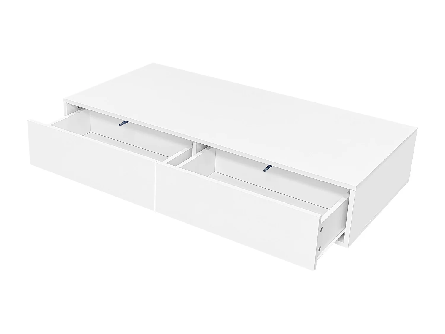 Table basse blanche avec 2 tiroirs et éclairage LED ,finition brillante