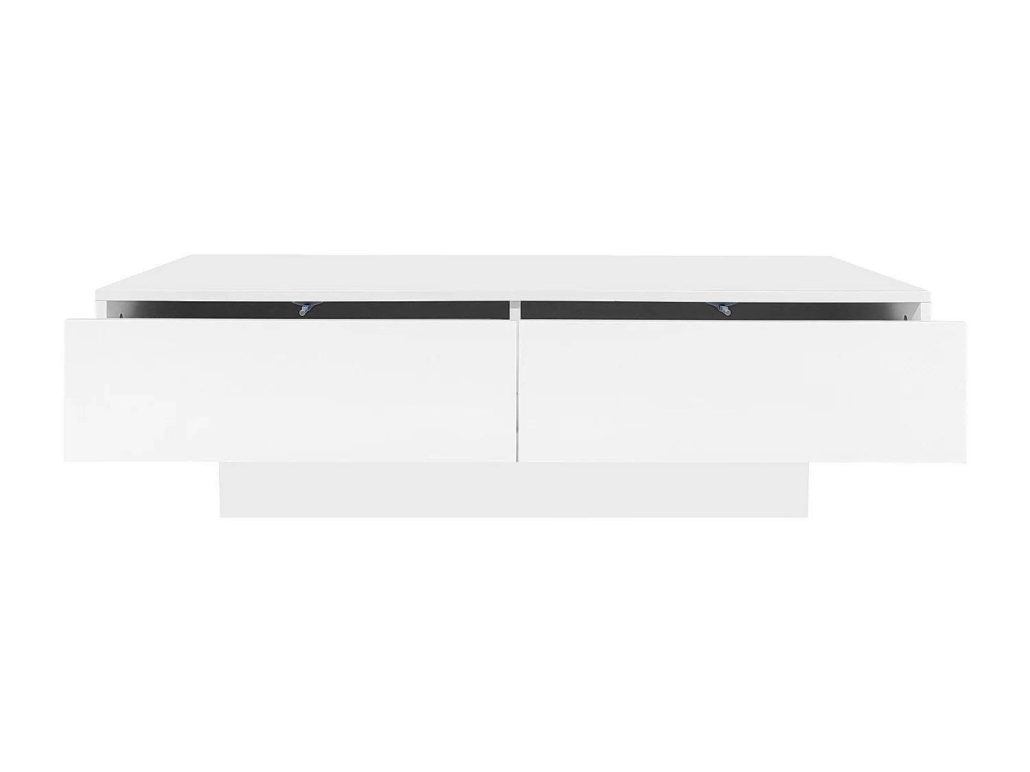 Witte salontafel met 2 lades en ledverlichting, glanzende afwerking