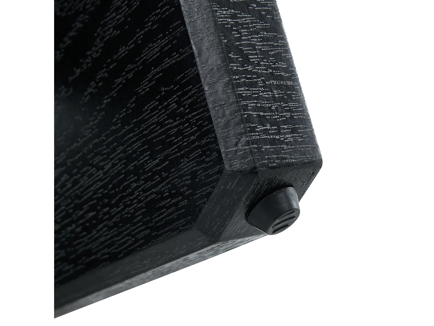 Table basse ronde avec pieds grain de bois noir - Plateau en verre