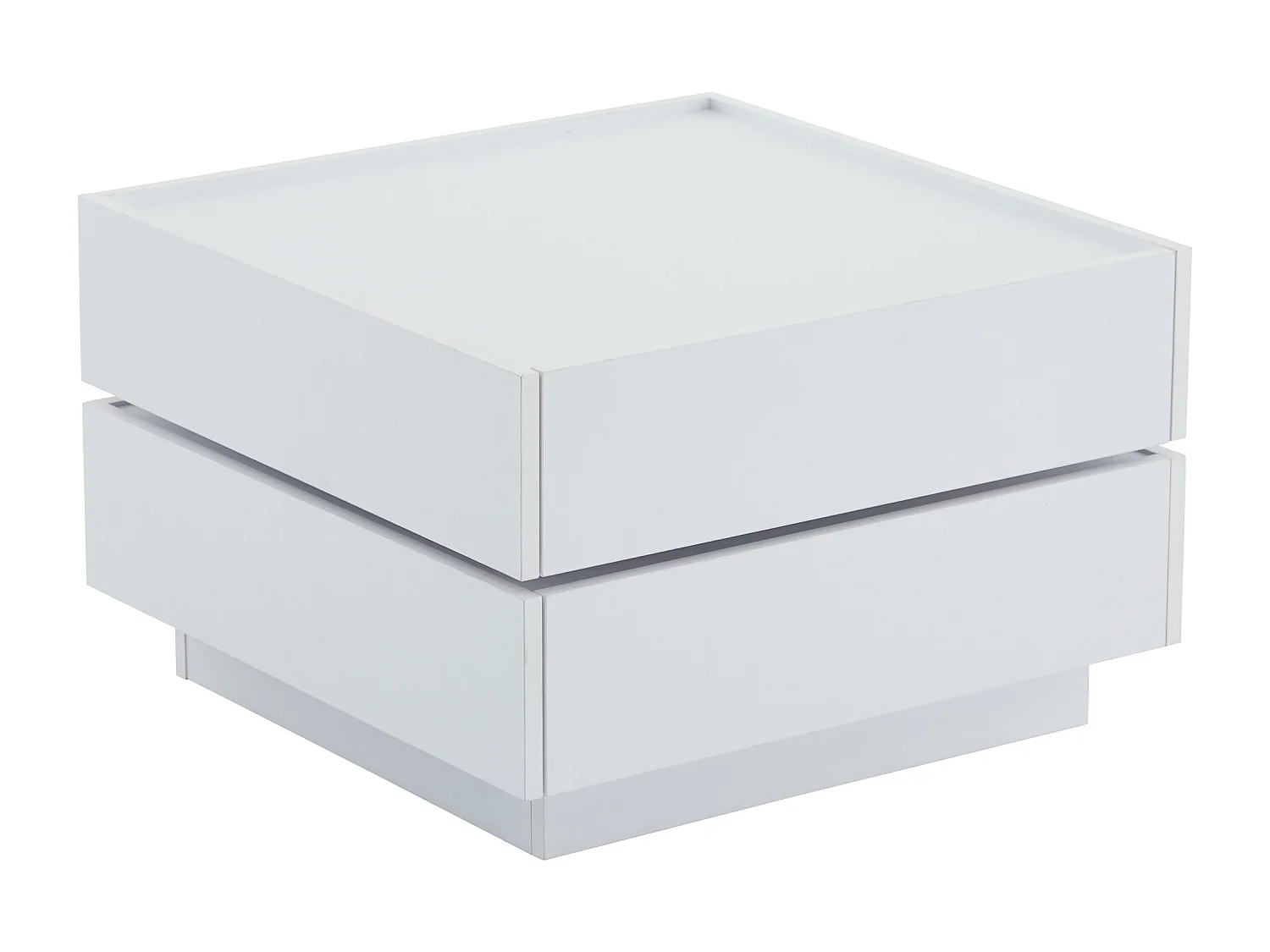 Mesa de centro con 2 cajones, tapa giratoria 360°, blanca