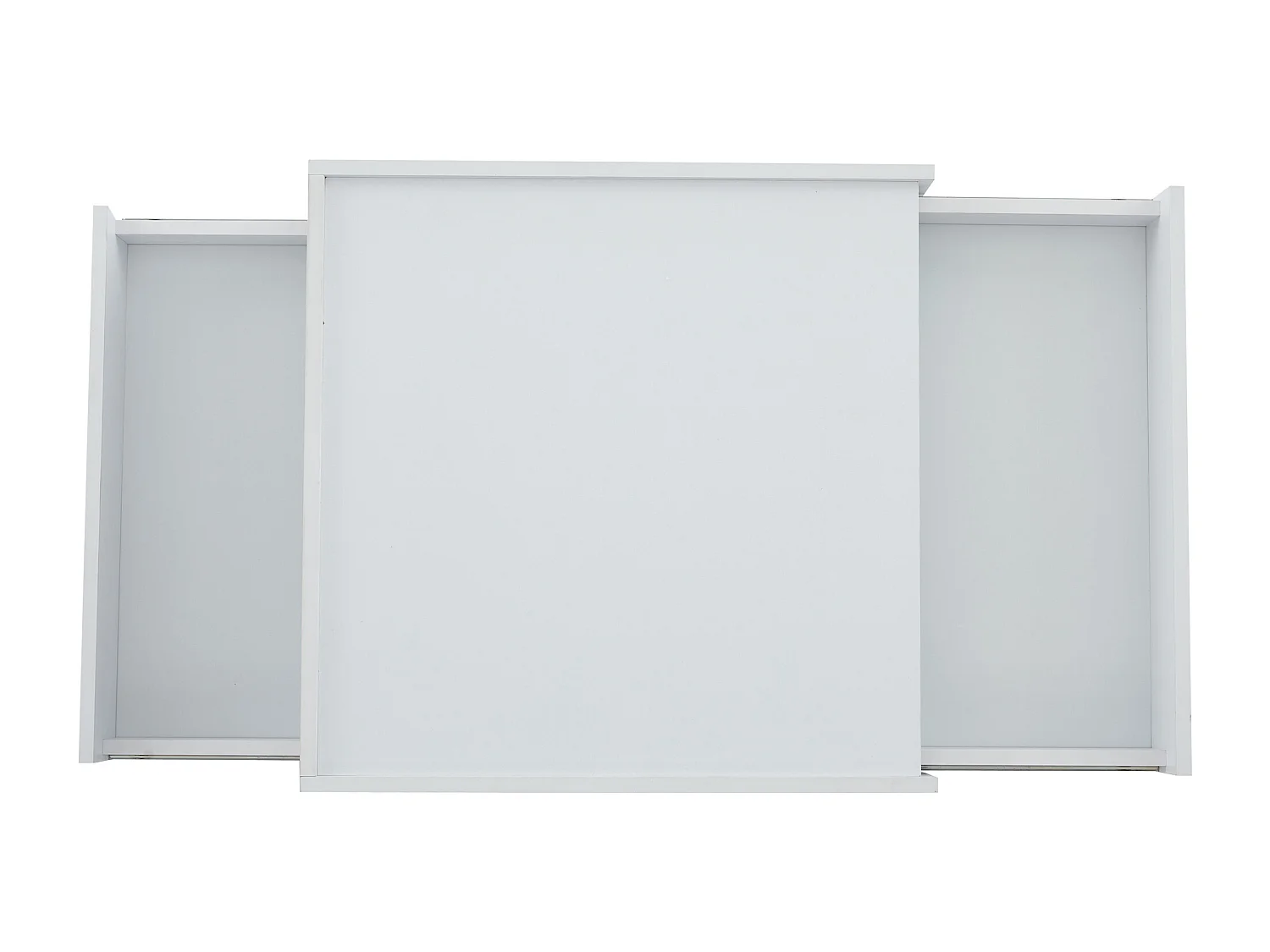 Table basse avec 2 tiroirs, plateau pivotant à 360°, blanche