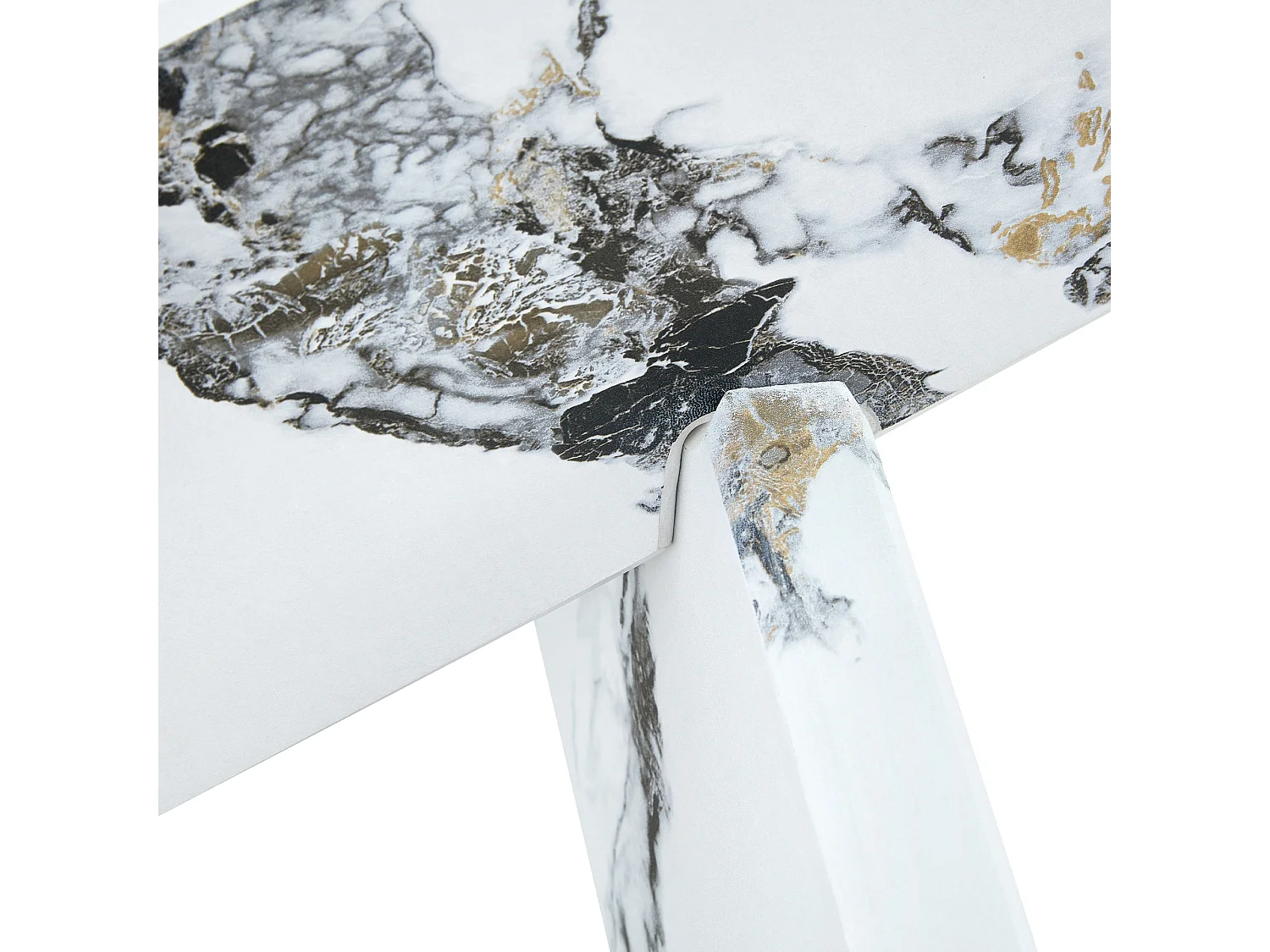 Table basse ronde avec pieds effet marbre blanc - Plateau en verre