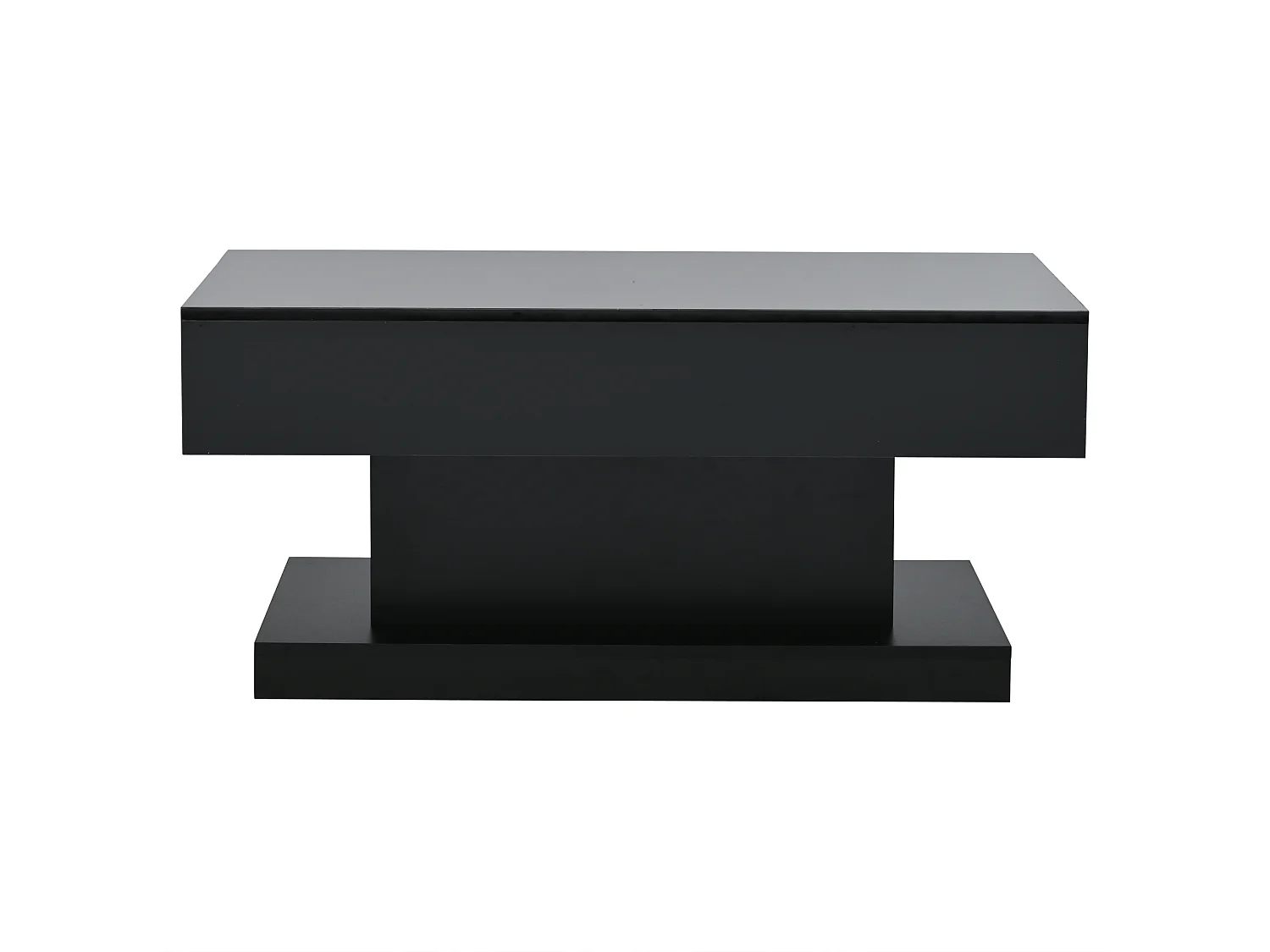 Table basse avec 2 tiroirs et LED - Finition brillant - Noir