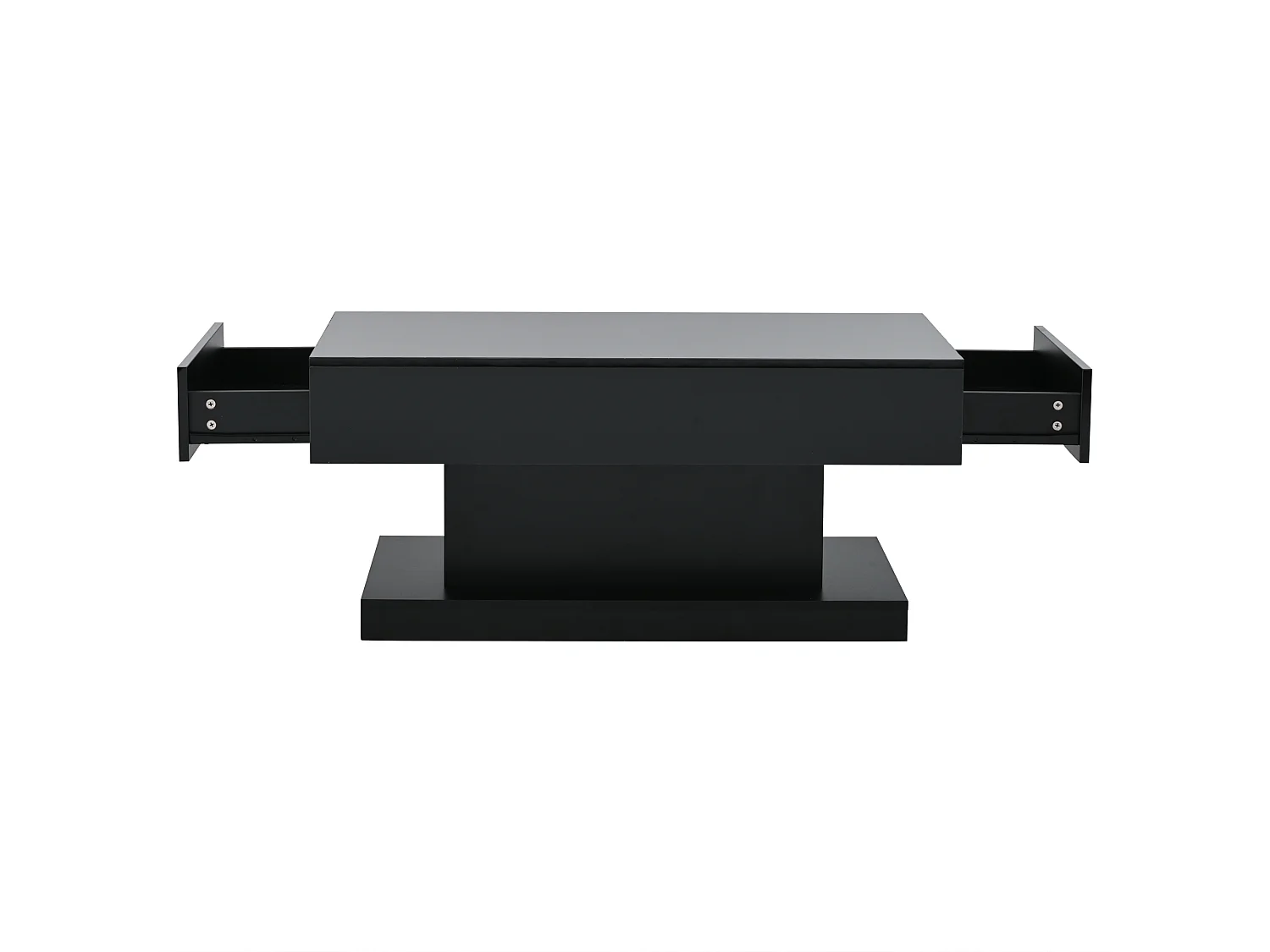 Table basse avec 2 tiroirs et LED - Finition brillant - Noir