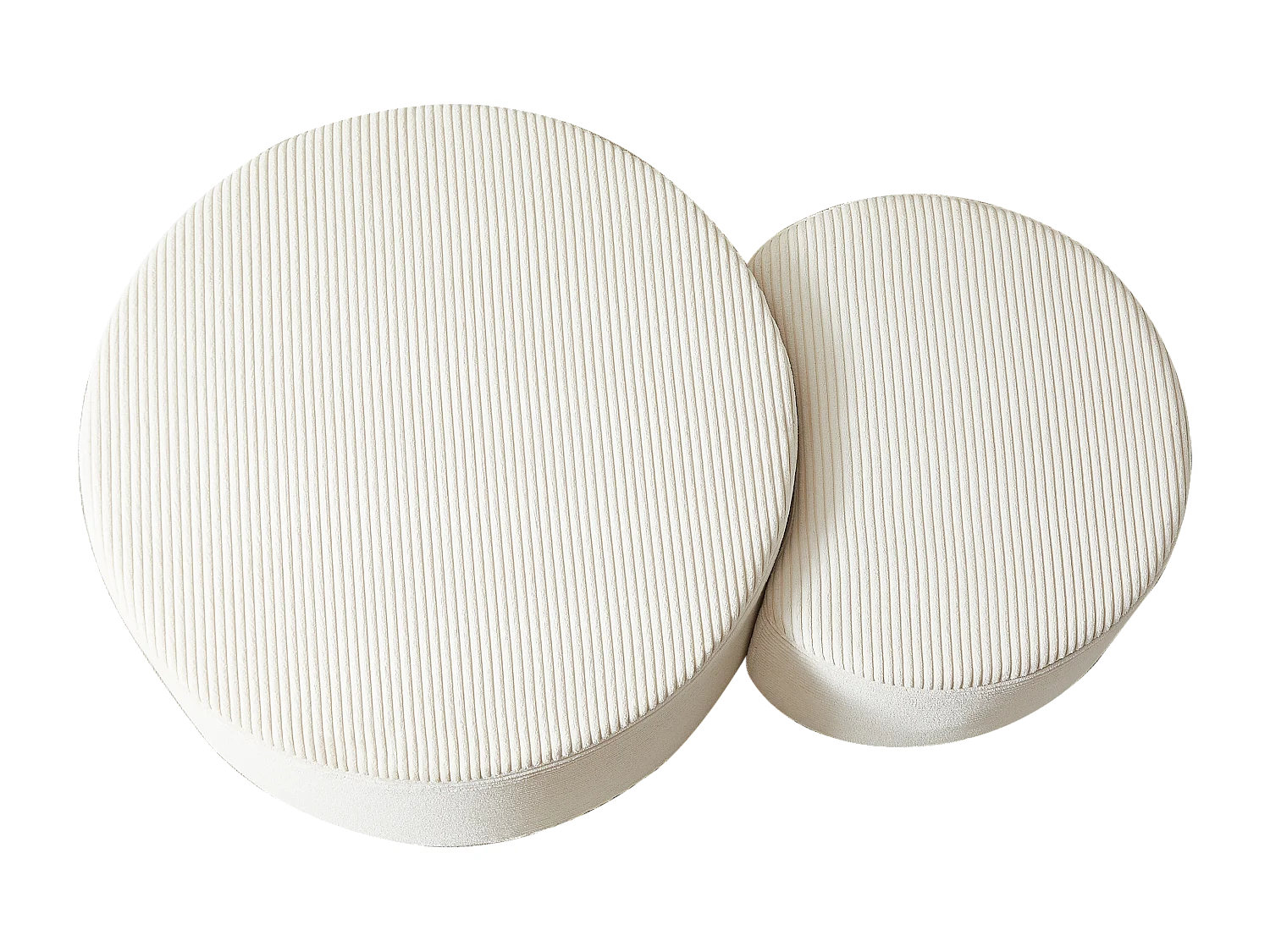 Lot de 2 table basse , coussins ronds, tissu beige