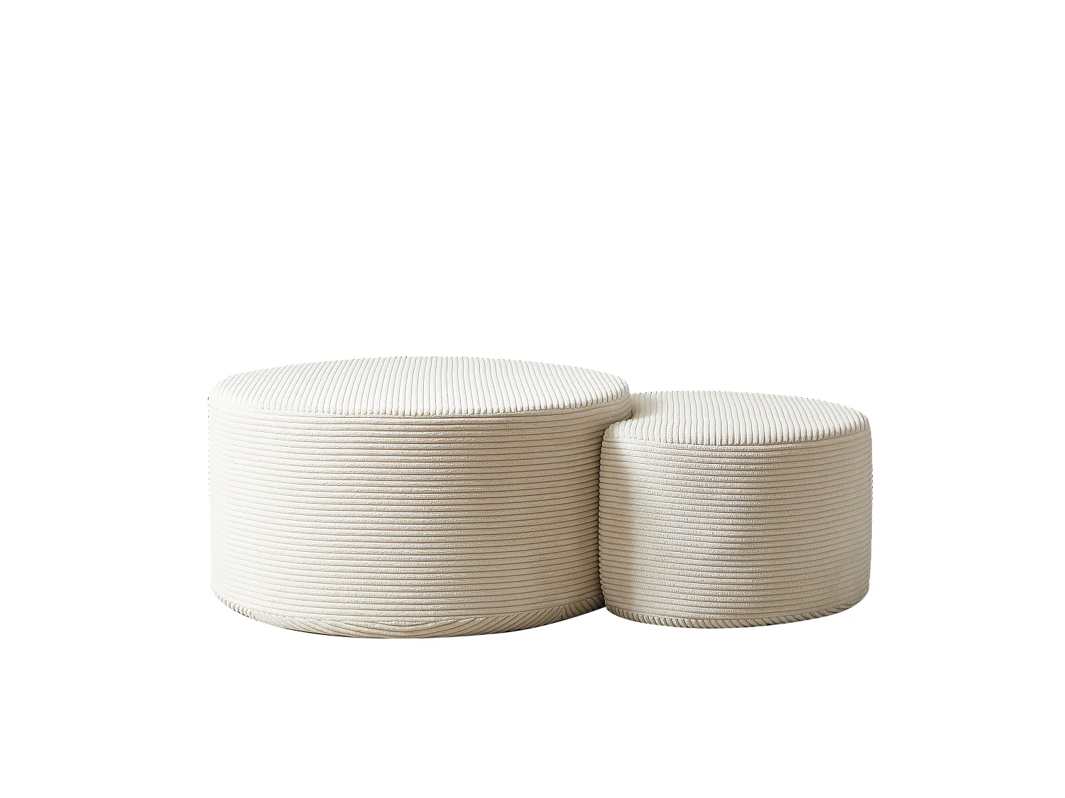 Lot de 2 table basse , coussins ronds, tissu beige