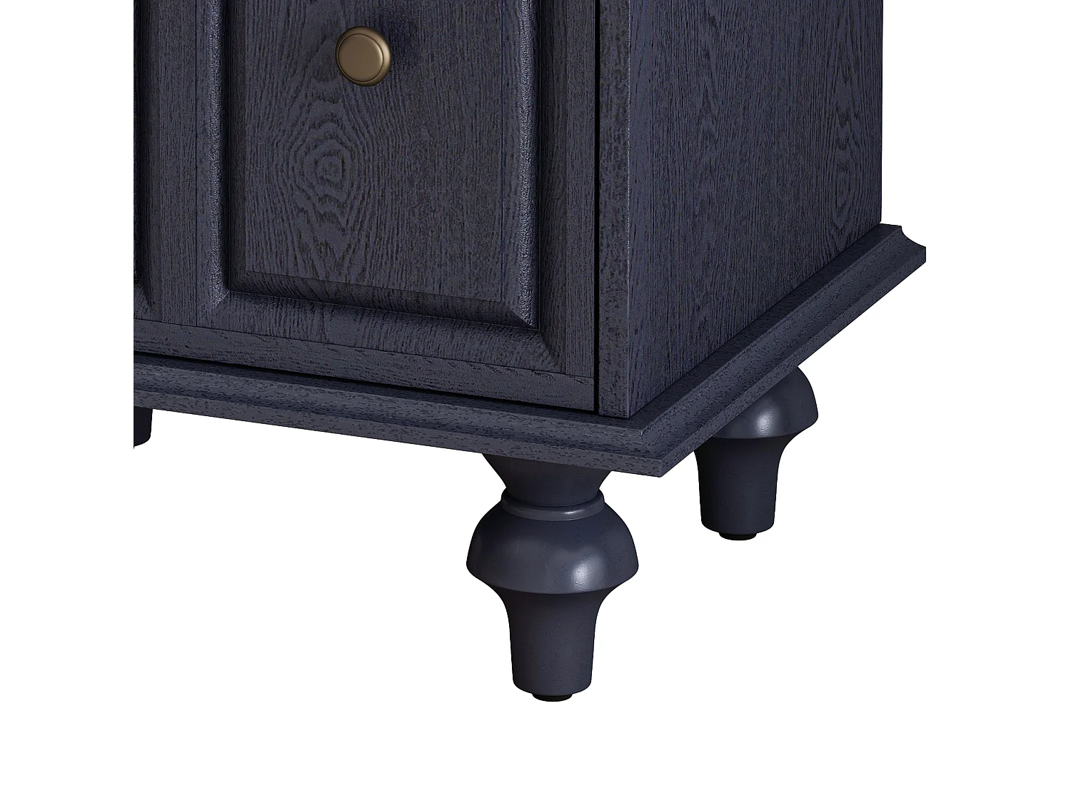 Vintage nachtkastje met 2 lades, poten in Romeinse stijl, donkerblauw