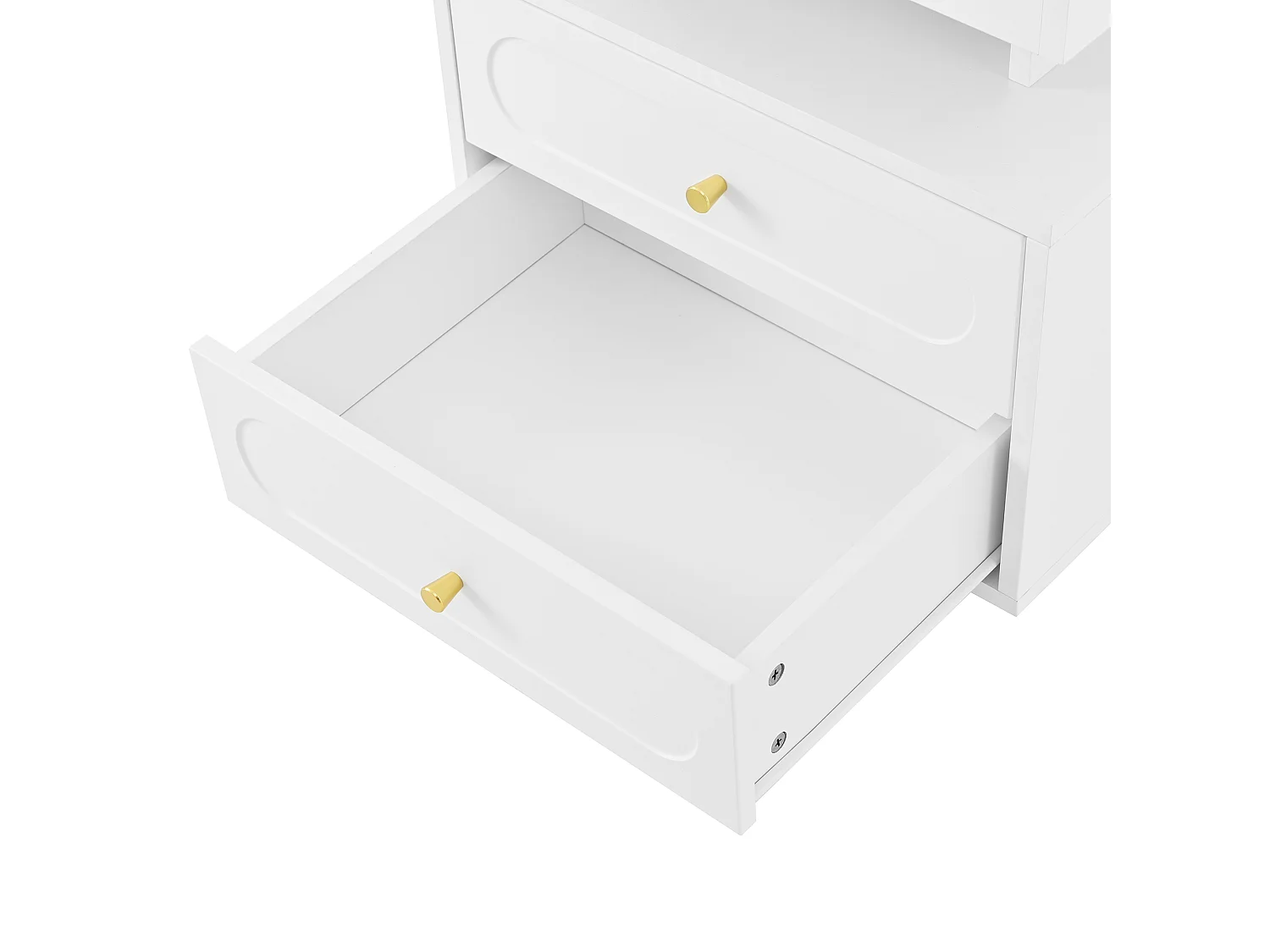 Set van 2 nachtkastjes - LED en 2 lades - Wit hout