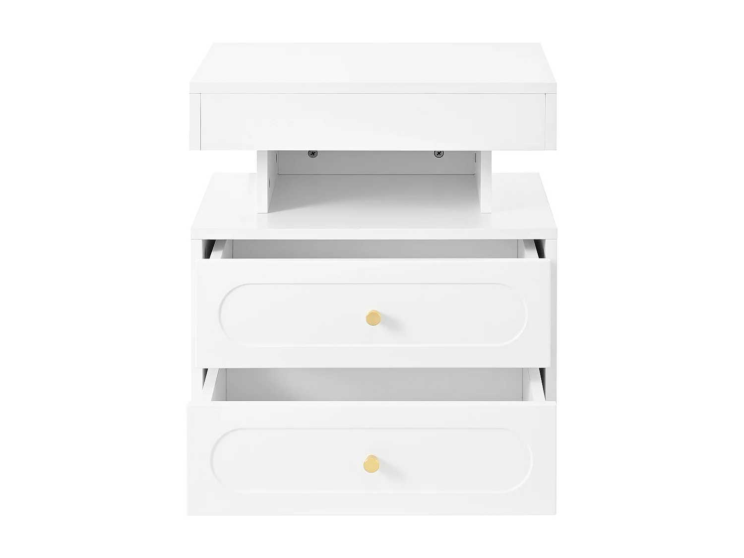 Nachtkastje met LED en 2 lades - Wit hout