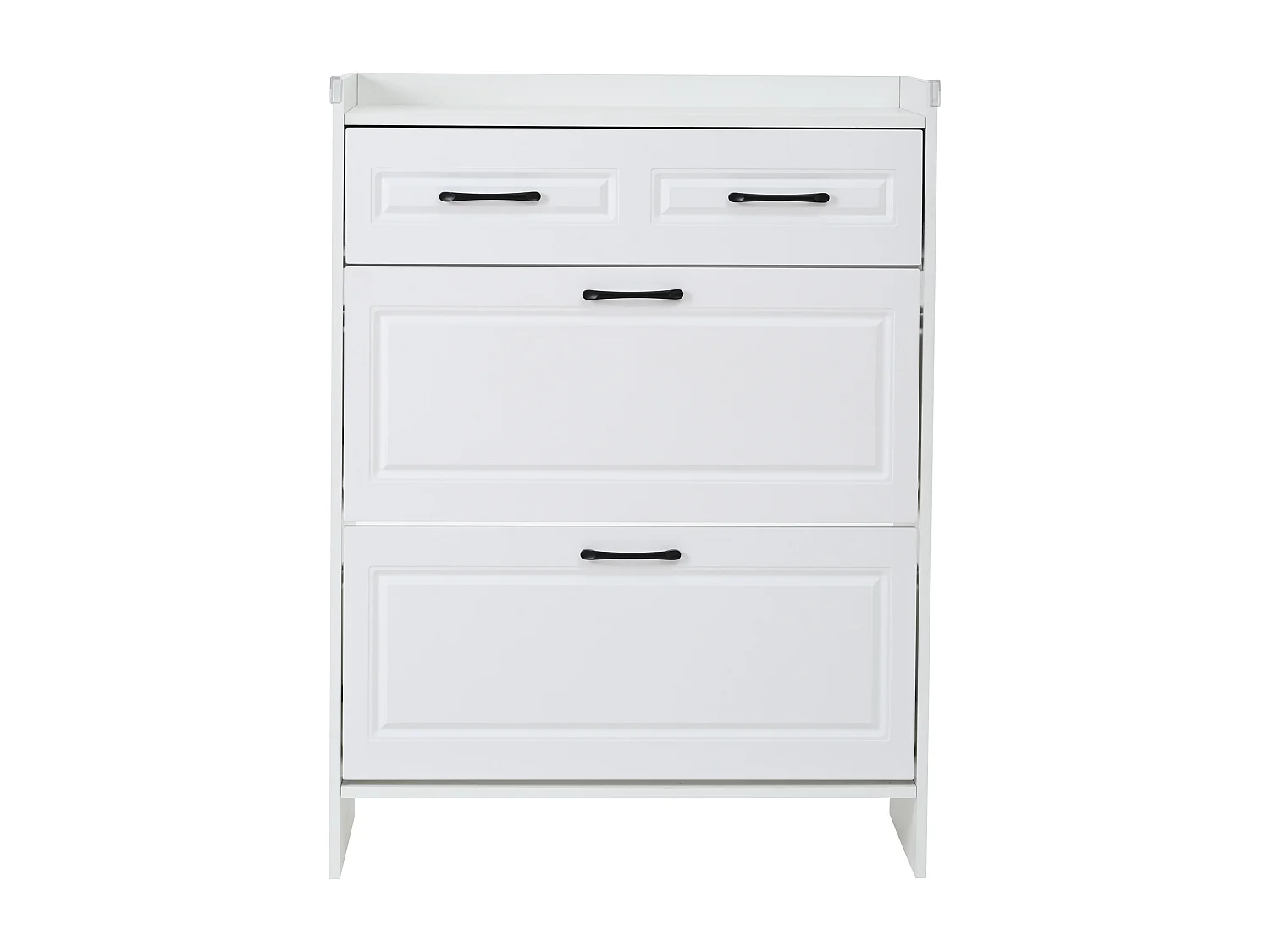 Meuble à chaussures avec 2 portes abattantes et tiroir - MDF blanc