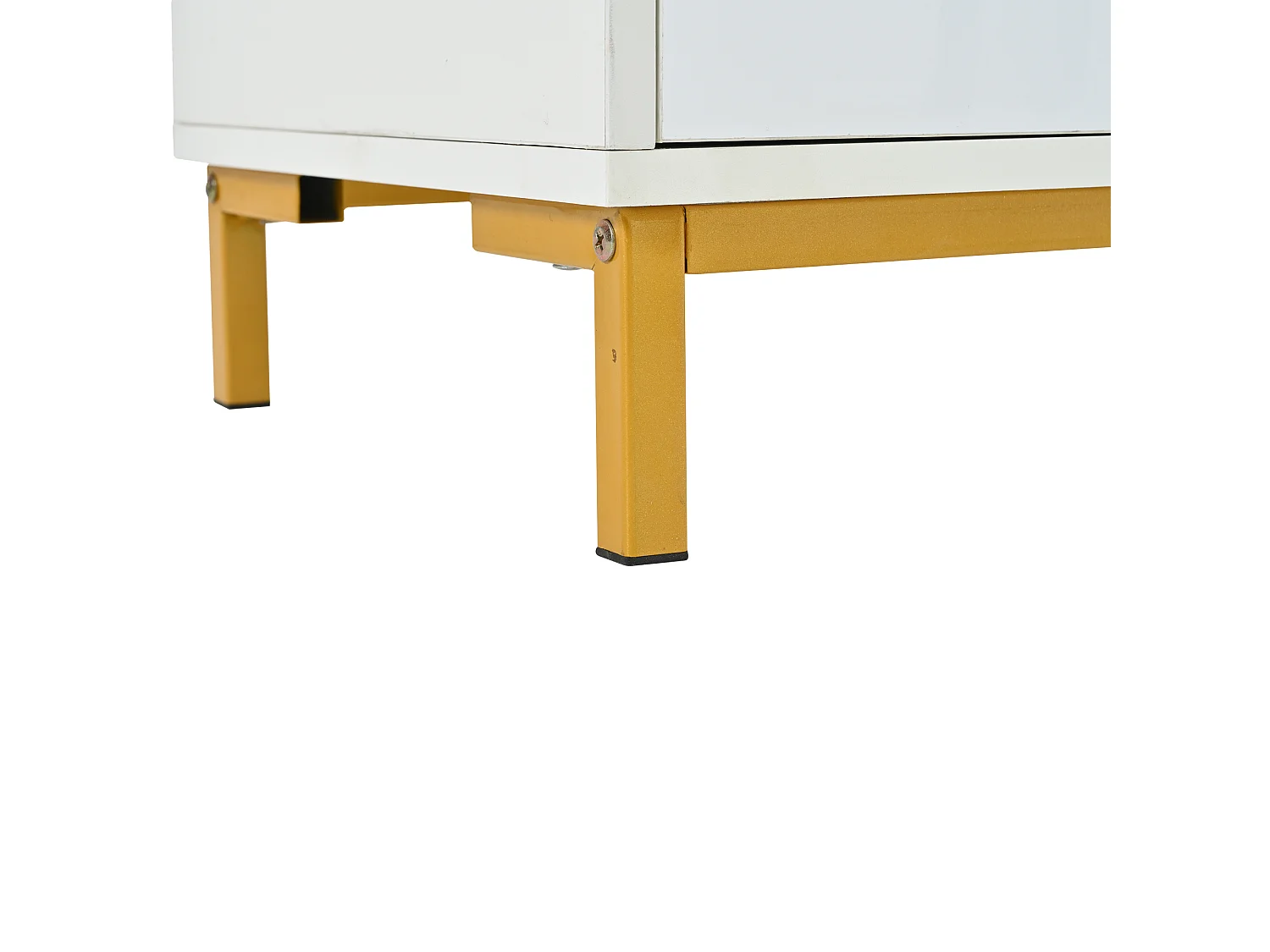 Zapatero con 2 puertas y banco acolchado - Acabado brillante - Blanco + Dorado