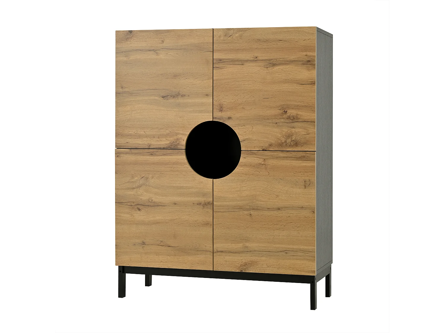 Meuble à chaussures avec 4 portes et lumières LED , étagères réglables, naturel +noir