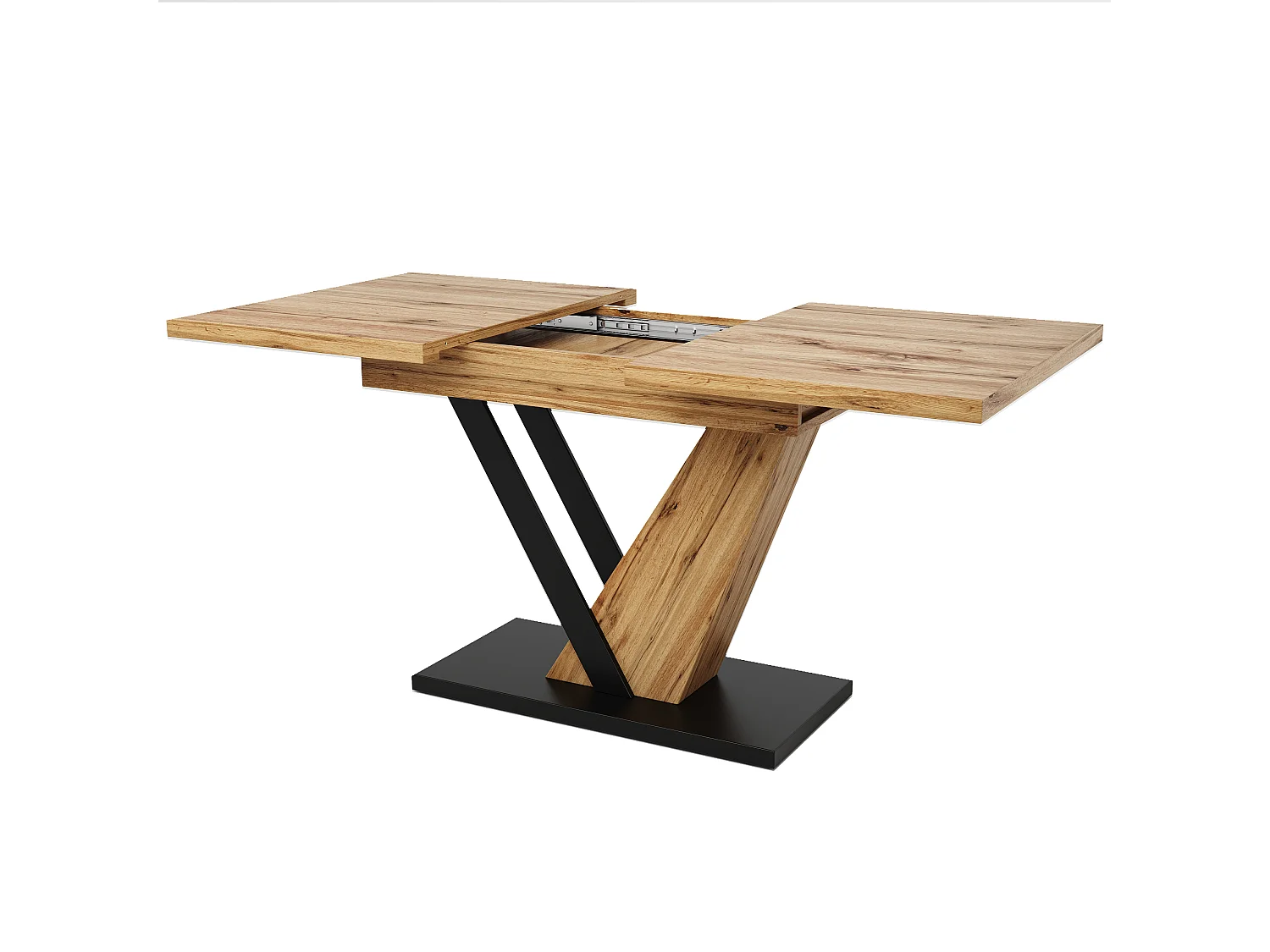 Table extensible pour 4 à 6 personnes - Plateau imitation bois -Naturel 120–160 x 75 x 75,5 cm