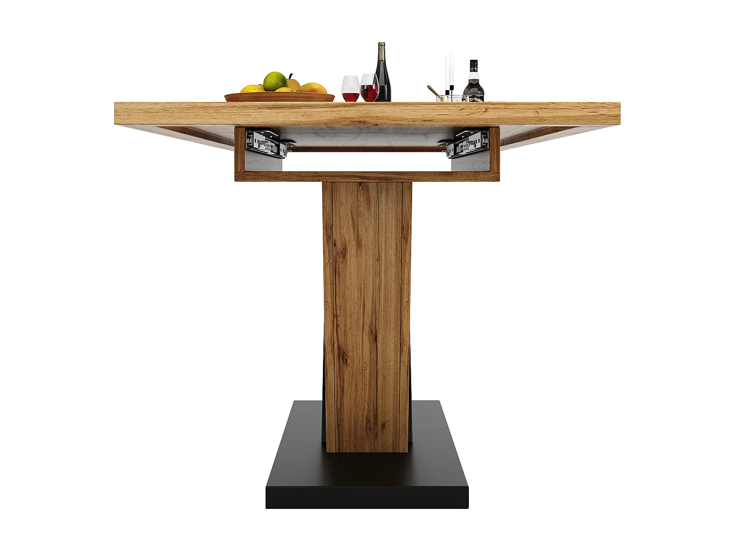 Table extensible pour 4 à 6 personnes - Plateau imitation bois -Naturel 120–160 x 75 x 75,5 cm