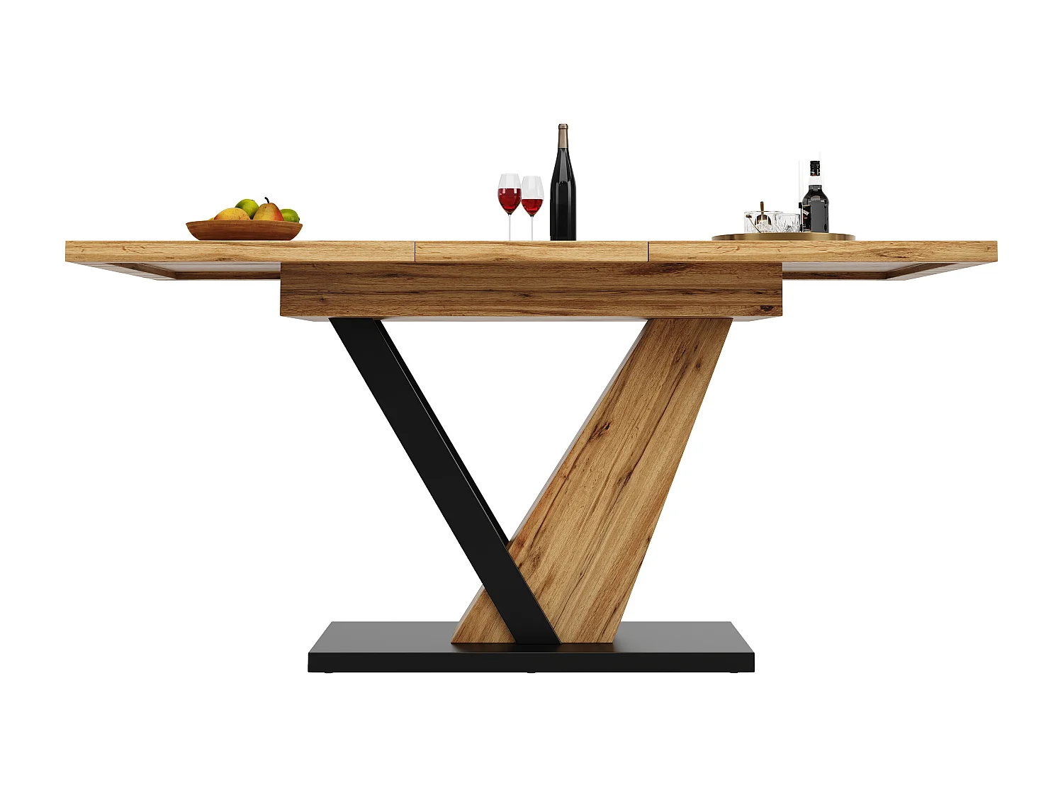 Table extensible pour 4 à 6 personnes - Plateau imitation bois -Naturel 120–160 x 75 x 75,5 cm