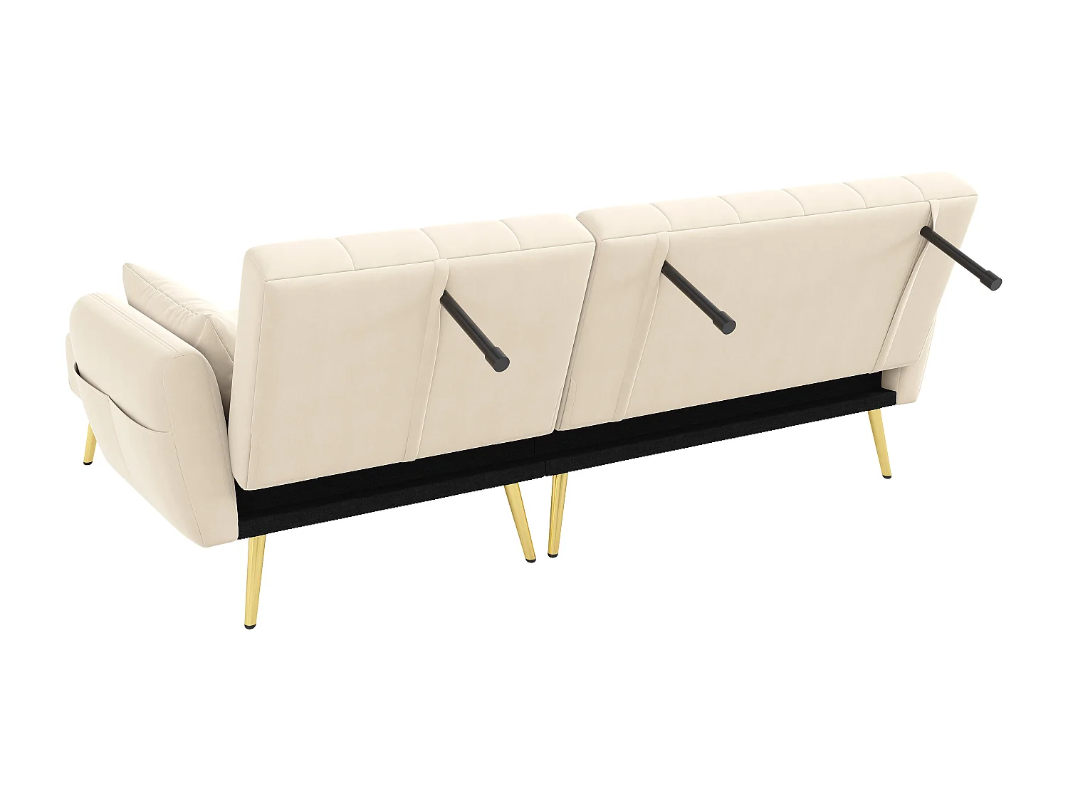 Divano angolare trasformabile a 3 posti - Velluto - Beige