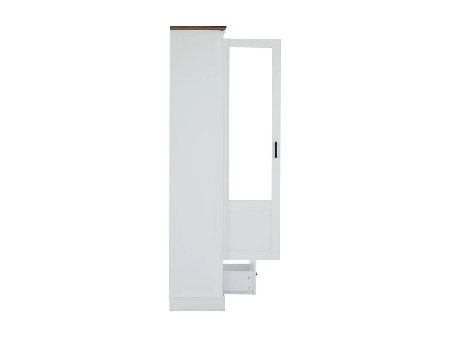 Vitrina con puerta, cajón e iluminación LED de 16 colores - Blanca