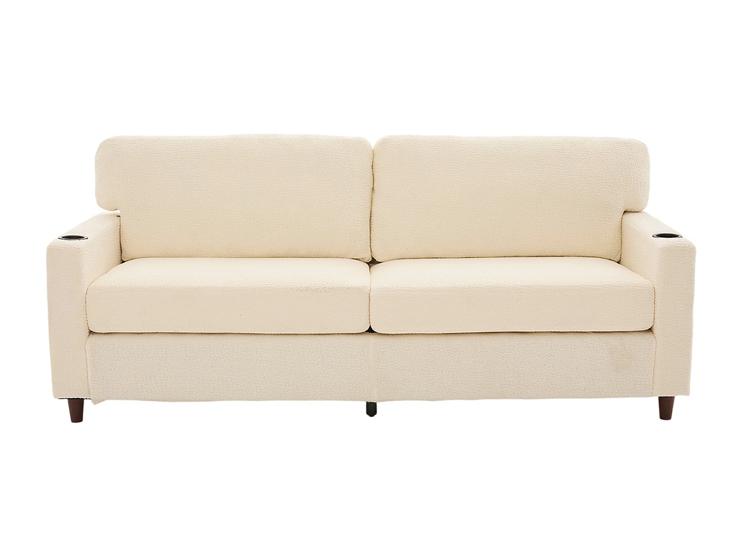 Canapé 2 places avec port USB-C, LED et poches latérales - Tissu chenille - Beige