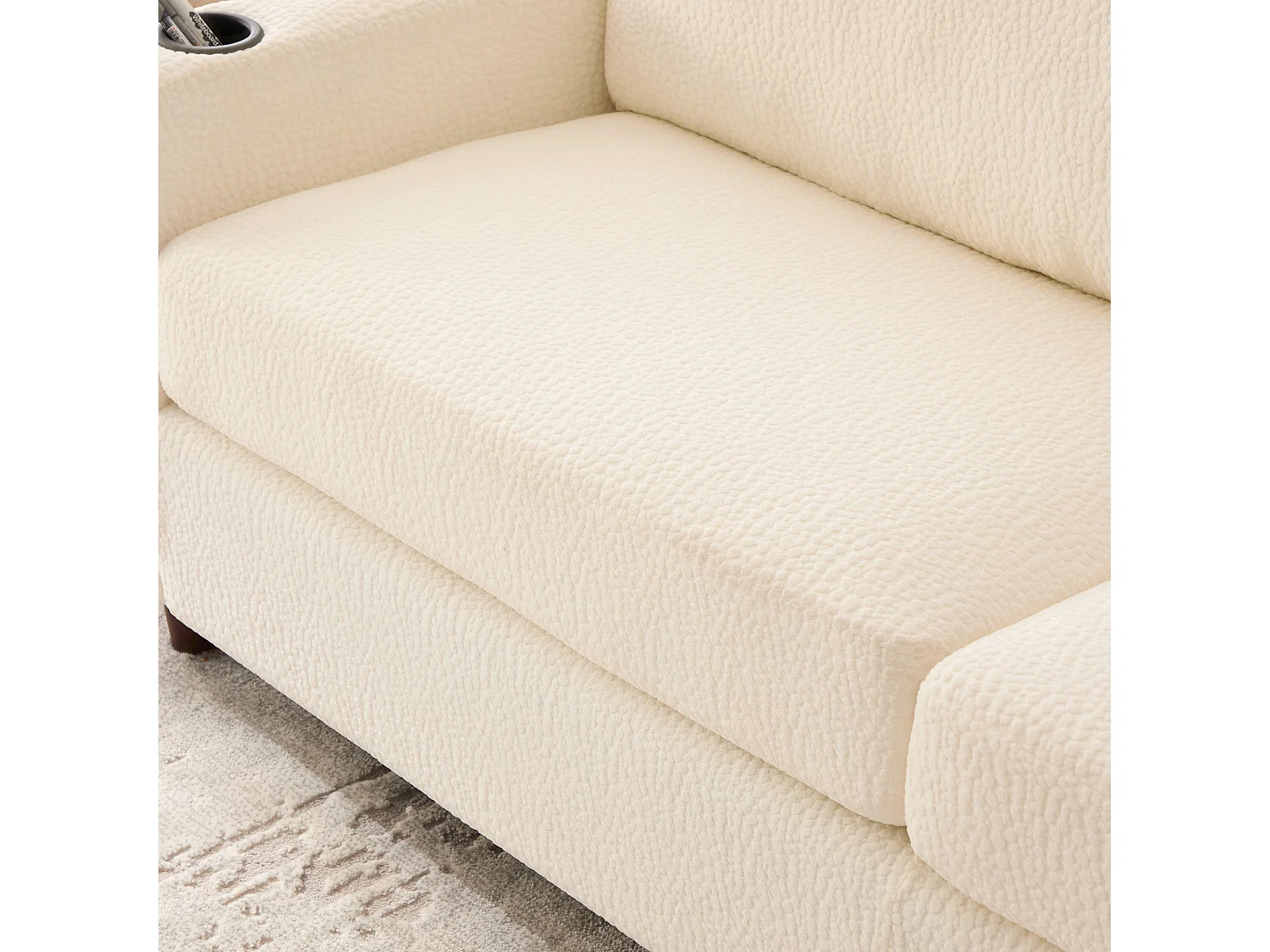 Canapé 2 places avec port USB-C, LED et poches latérales - Tissu chenille - Beige