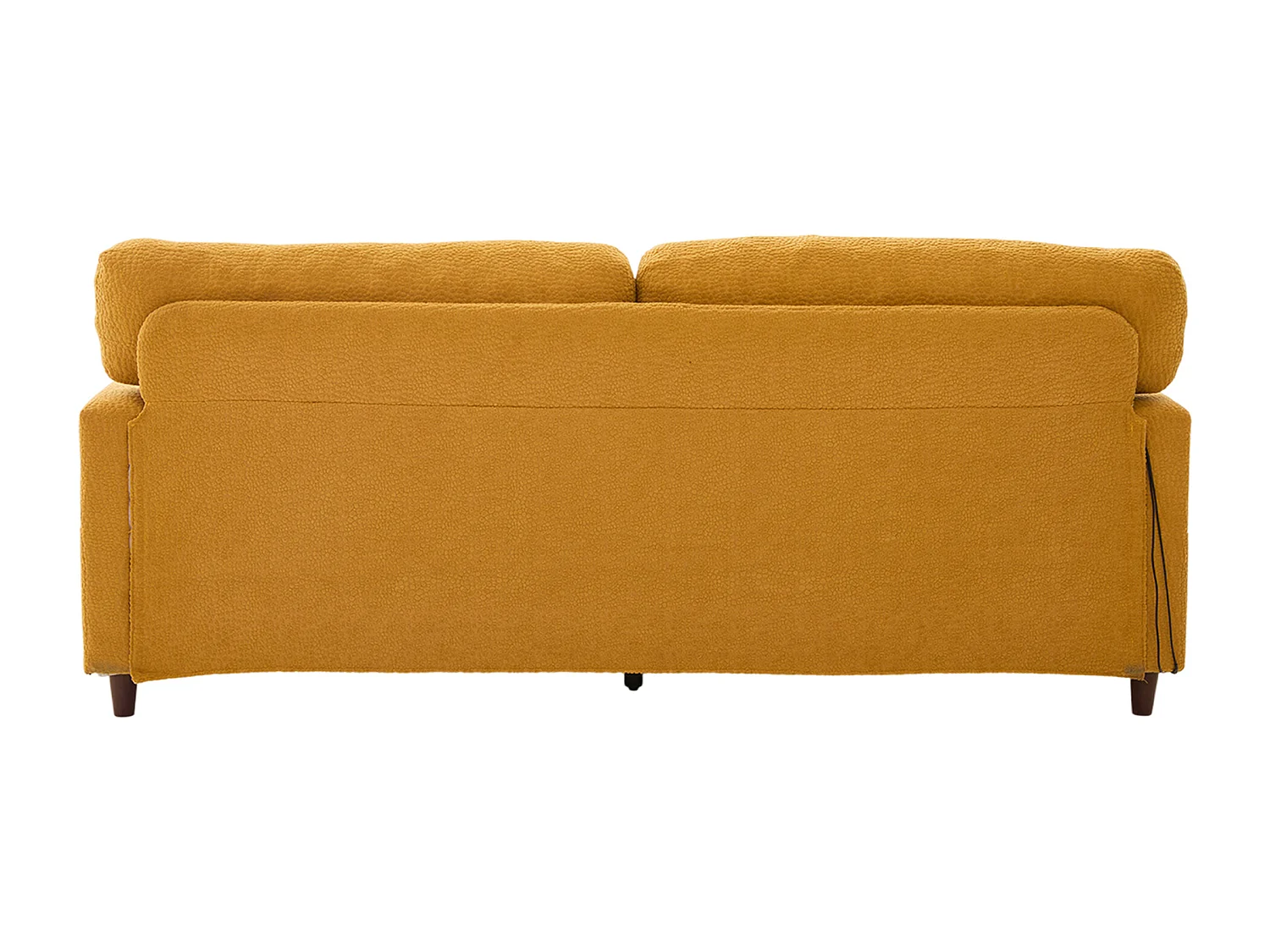 Canapé 2 places avec port USB-C, LED et poches latérales - Tissu chenille - Jaune moutarde