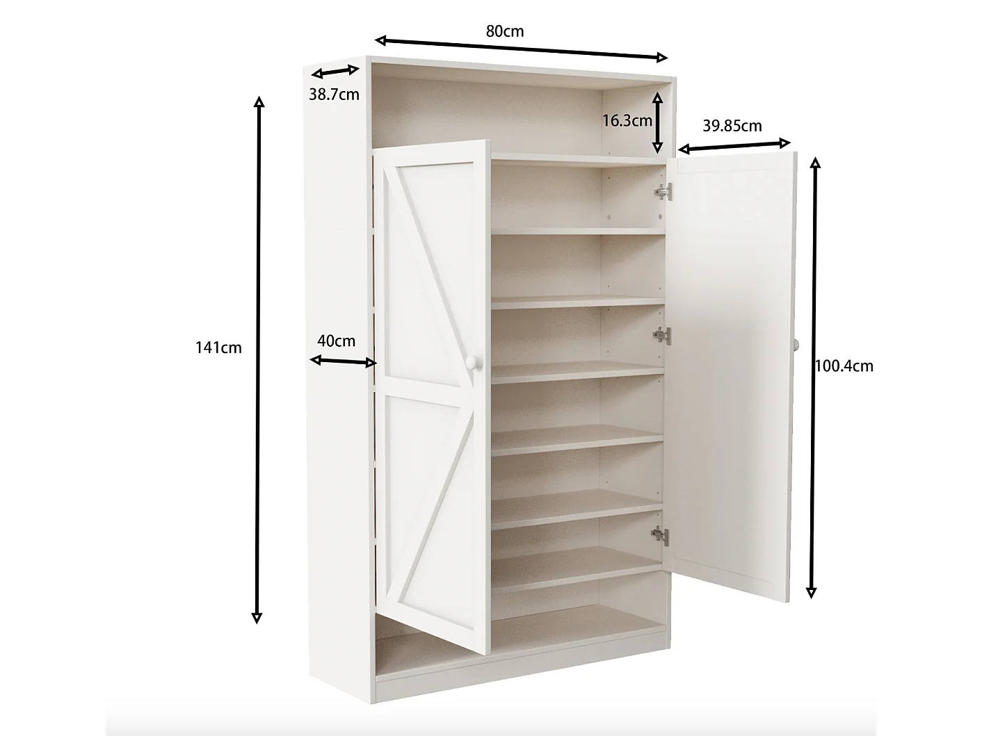Meuble à chaussures avec 2 portes , grand espace de rangement - Blanc