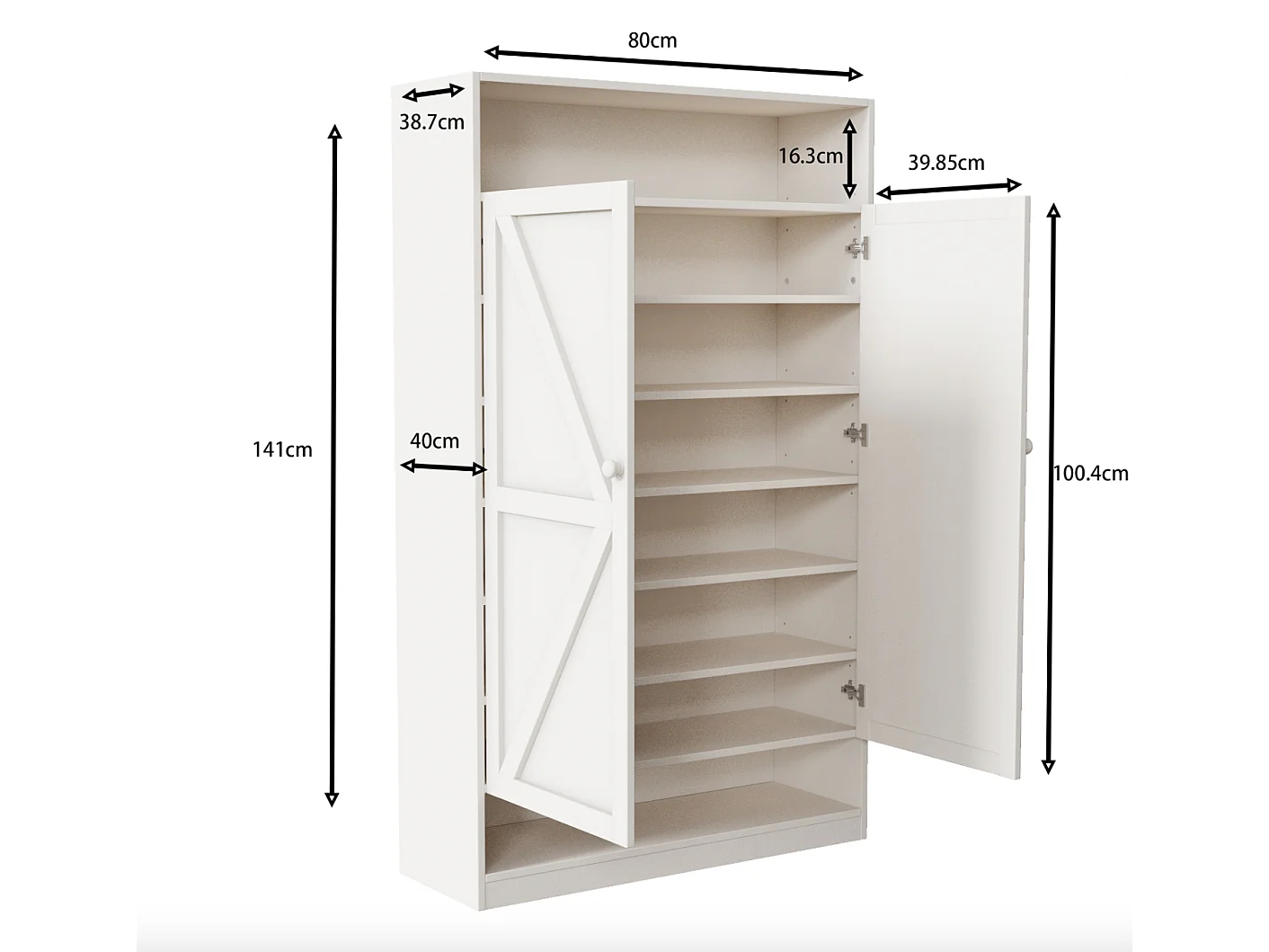 Meuble à chaussures avec 2 portes , grand espace de rangement - Blanc