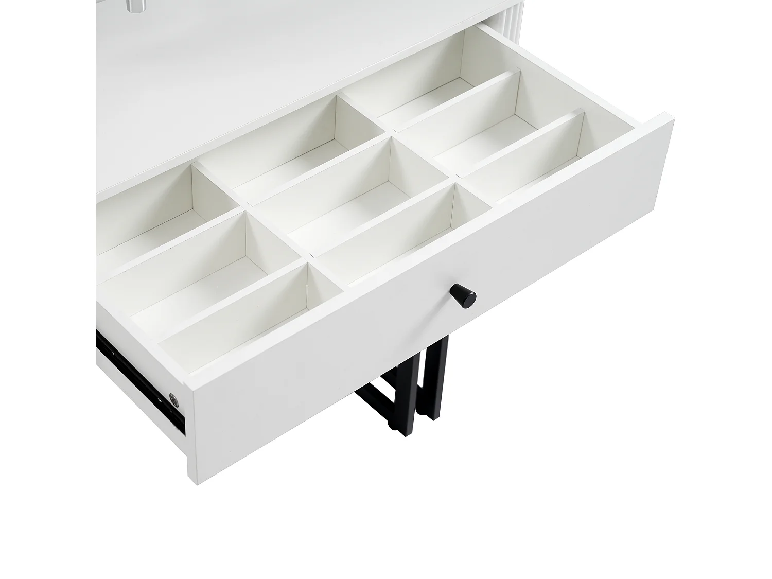 Kaptafel met LED-spiegel, lade en deur - Wit en zwart