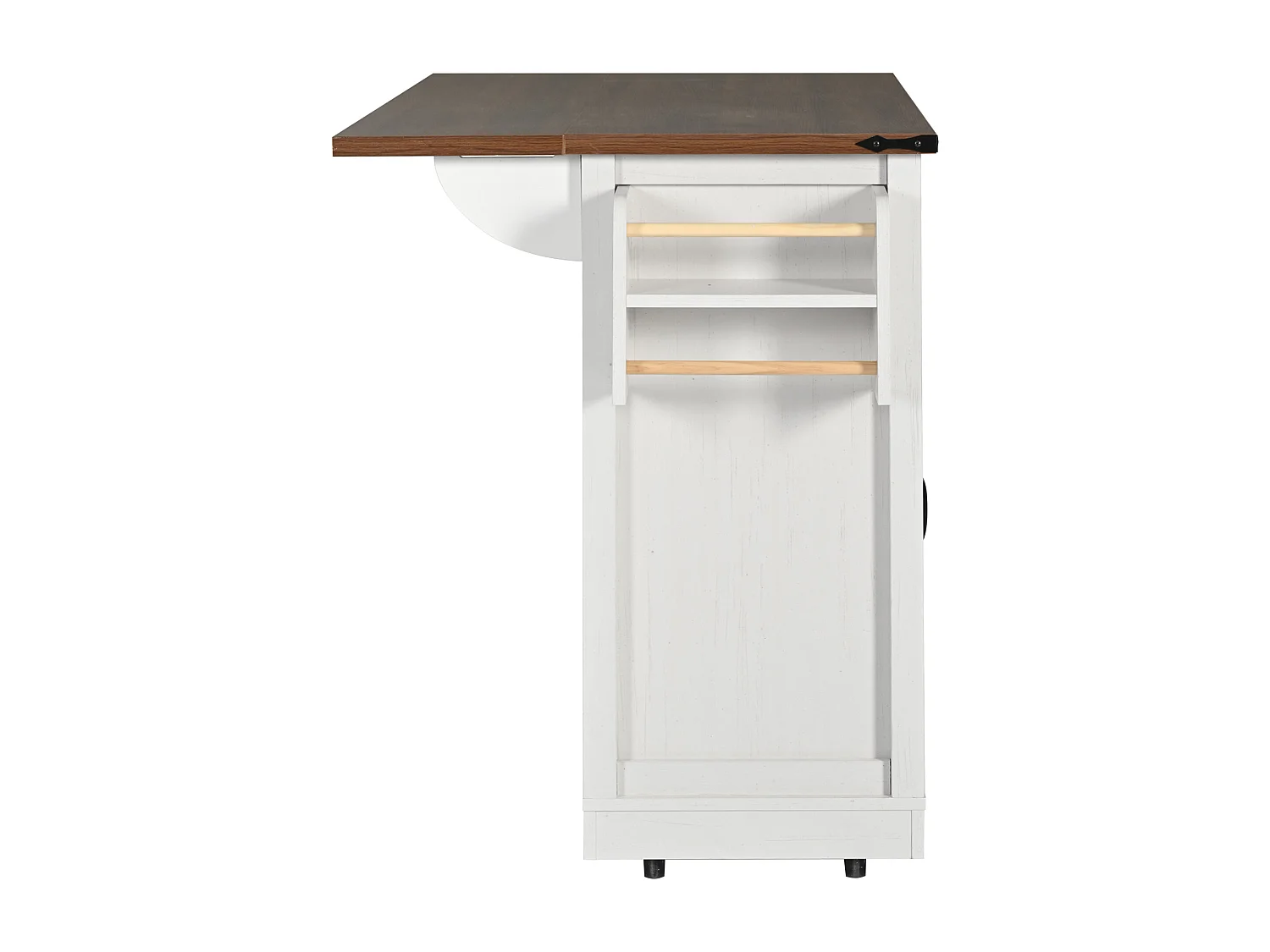 Isla de cocina con 2 puertas correderas y 3 cajones - Blanca y marrón