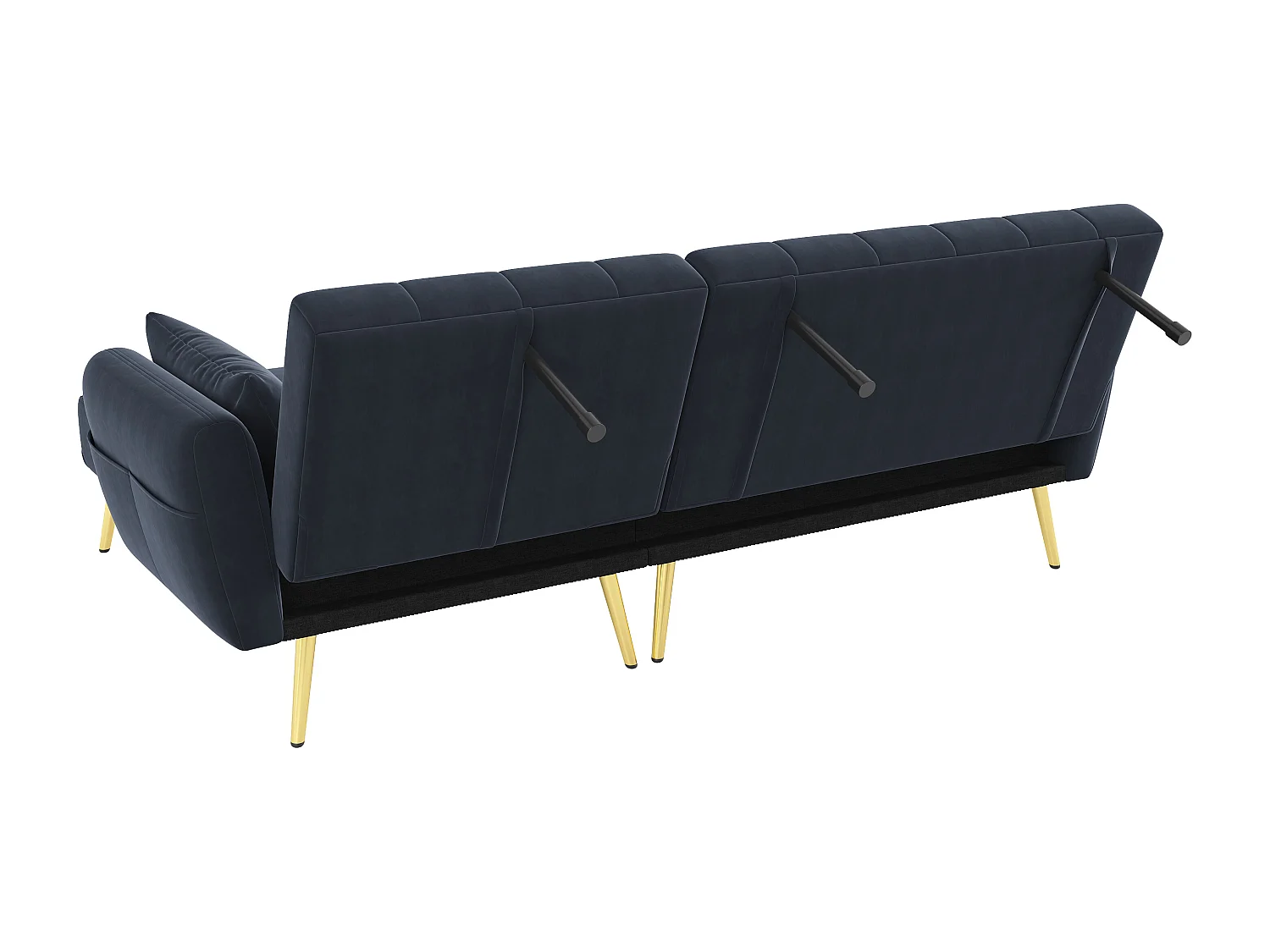 Canapé d'angle convertible 3 places - Velours - Noir