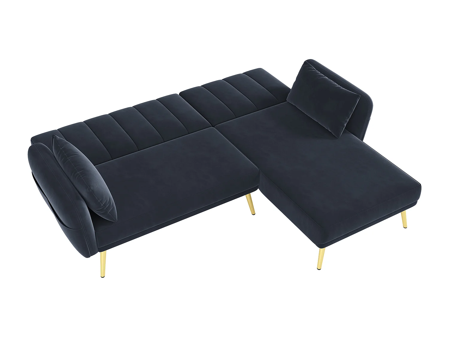 Canapé d'angle convertible 3 places - Velours - Noir