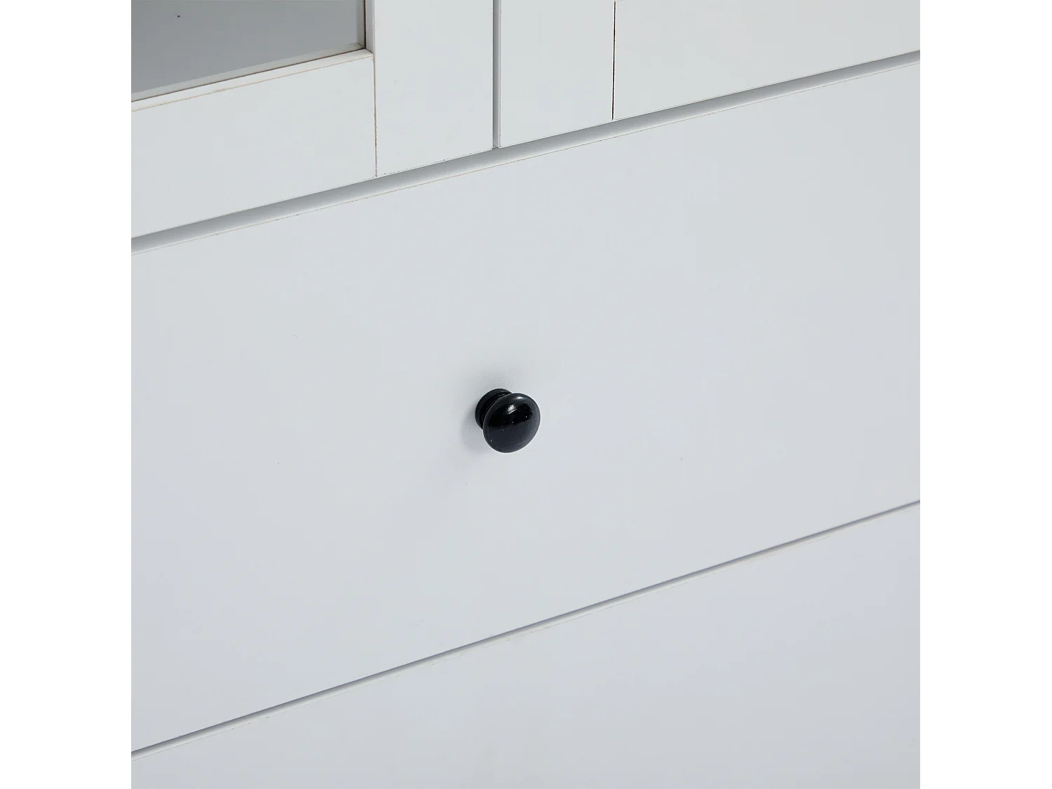 Vitrinekast met 16-kleurige LED-verlichting, 2 lades en 2 glazen deuren - Wit