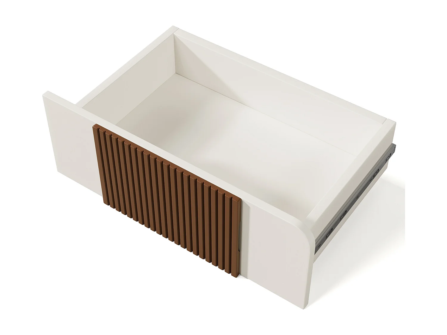 Cómoda blanca de 6 cajones, rayas color chocolate, MDF