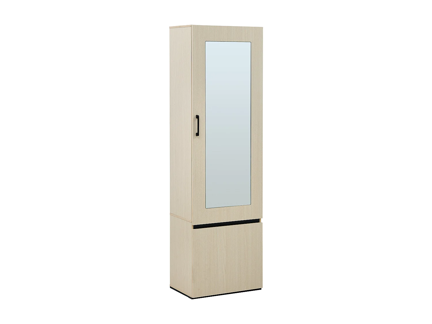 Armoire avec 2 portes, miroir et cintres coulissants - bois -naturel