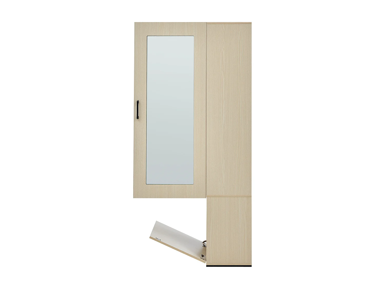 Armoire avec 2 portes, miroir et cintres coulissants - bois -naturel